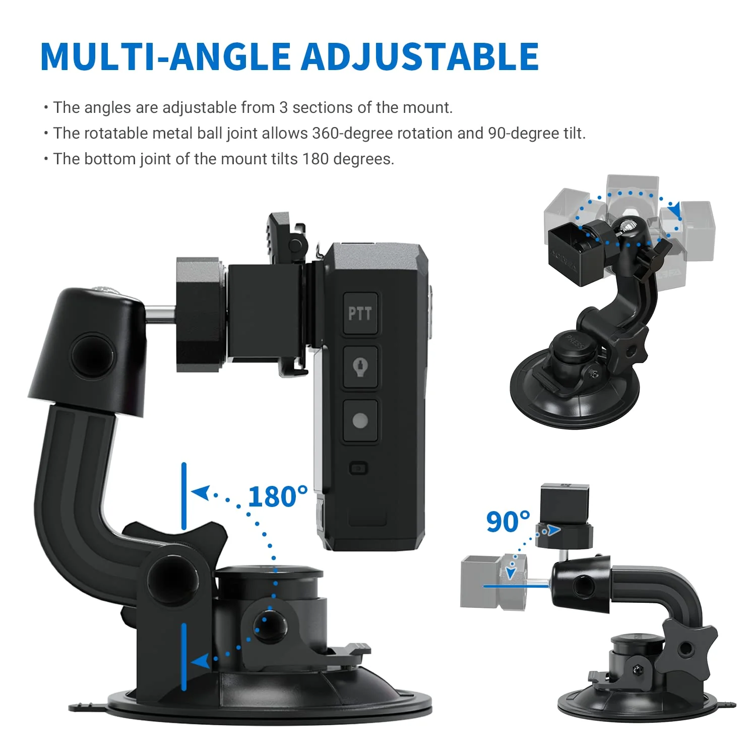 Body Camera Suction Cup Mount with Easy Remove Washable Reuable Magic Sticky Gel Pad for P100 and Widely Compatible with Other Body Camera Perfect for Car Windshield, Window, Glass, Dashboard - Image 2