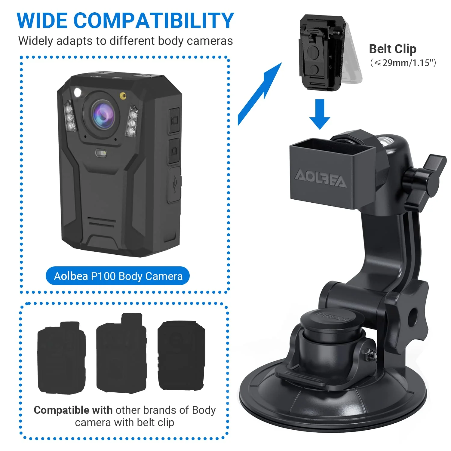 Body Camera Suction Cup Mount with Easy Remove Washable Reuable Magic Sticky Gel Pad for P100 and Widely Compatible with Other Body Camera Perfect for Car Windshield, Window, Glass, Dashboard - Image 6
