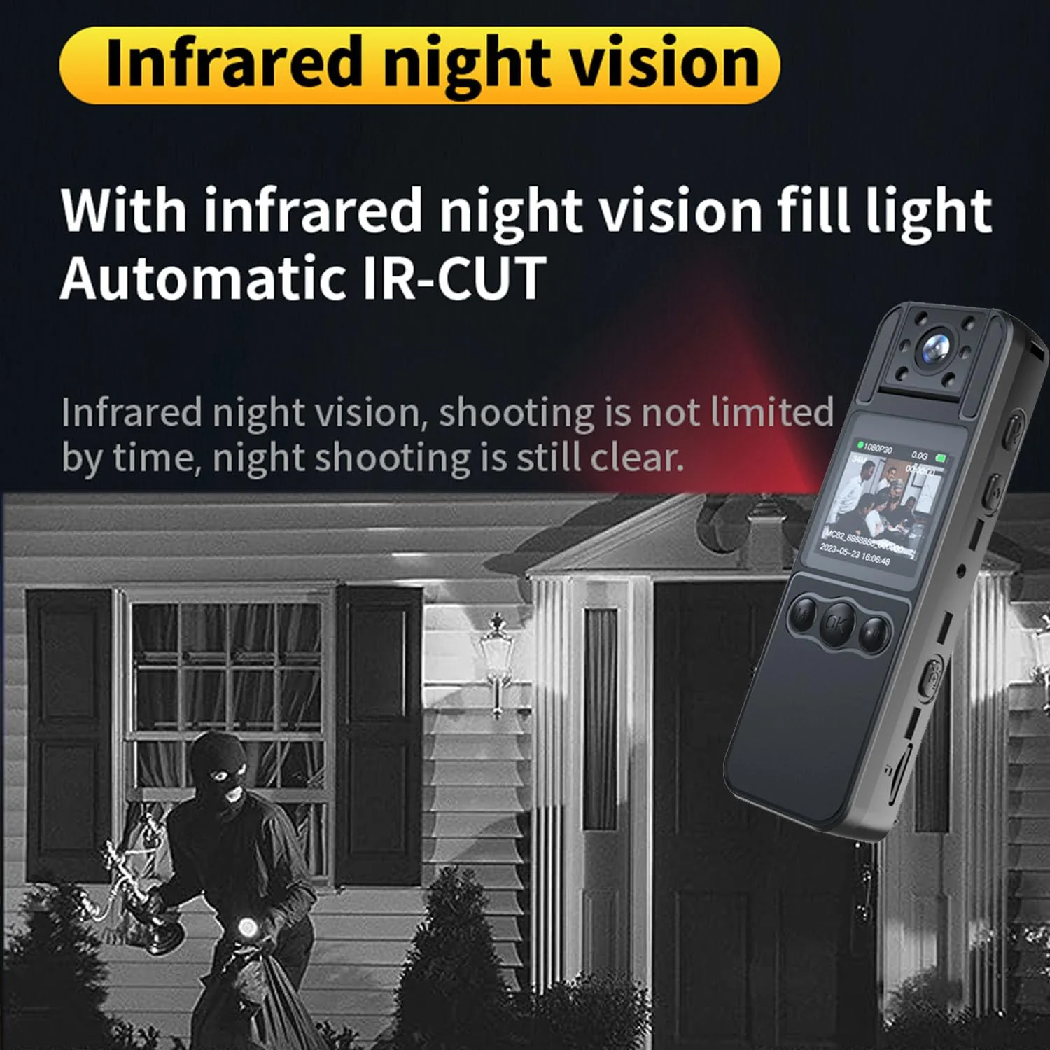 Body Camera with Audio and Video Recording, HD 1080P Body Cam with 180° Rotating Lens, 6HR Battery, Night Vision, 32GB Body Worn Camcorder, for Personal Civilians, Police Law Enforcement - Image 5