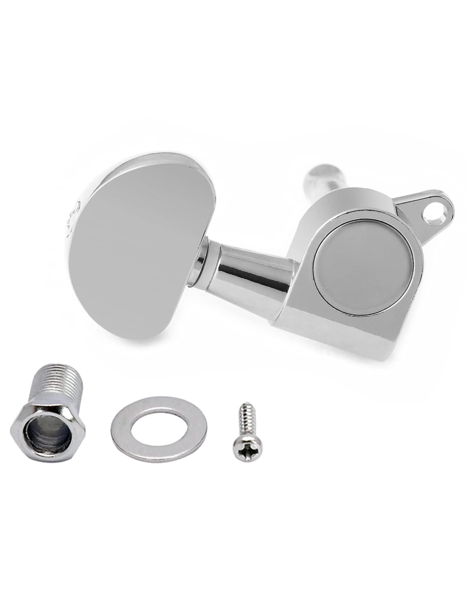 Bogart Sealed String Tuning Pegs Tuning Machines Grover Machine Heads Tuners Tuning Keys 6 In Line for Right Handed Acoustic Guitar or Electric Guitar Half Round Head Chrome., (TP 02-CR-6R) - Image 5