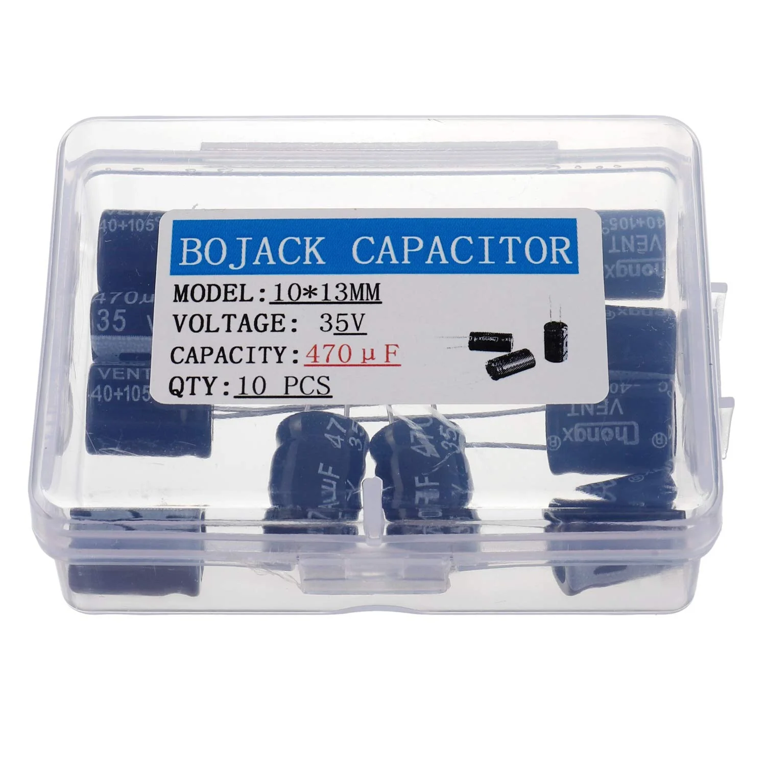 BOJACK 10X13mm 470uF 35V 470MFD 35Voltage ±20% Aluminum Electrolytic Capacitors (Pack of 10)