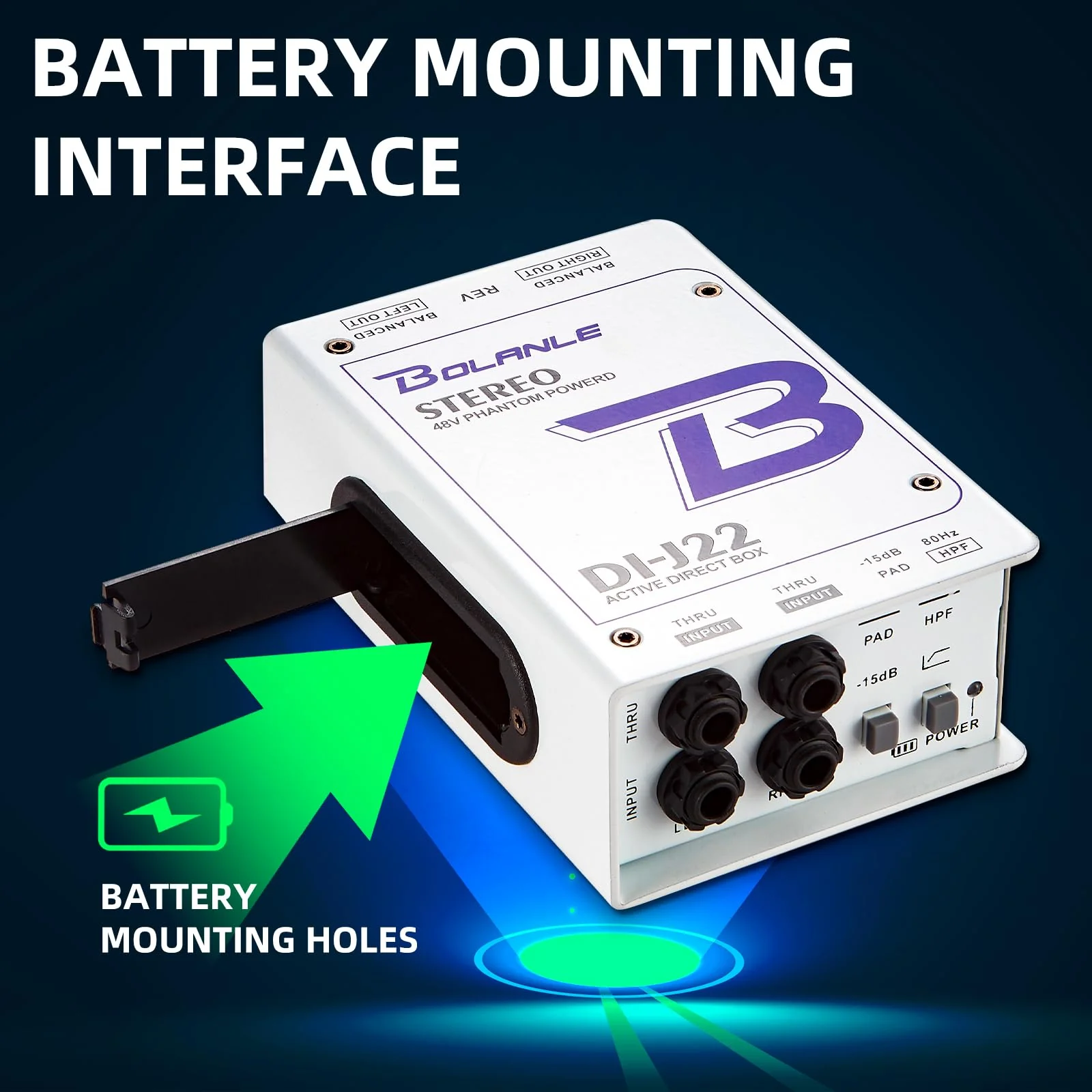 Bolanle J22 Professional Stereo DI Box/Splitter XLR 1/4 inch, Dual Channel Direct Box for Sound System, Subwoofer, Karaoke Speaker, Guitar, Keyboard, Bass - Image 2