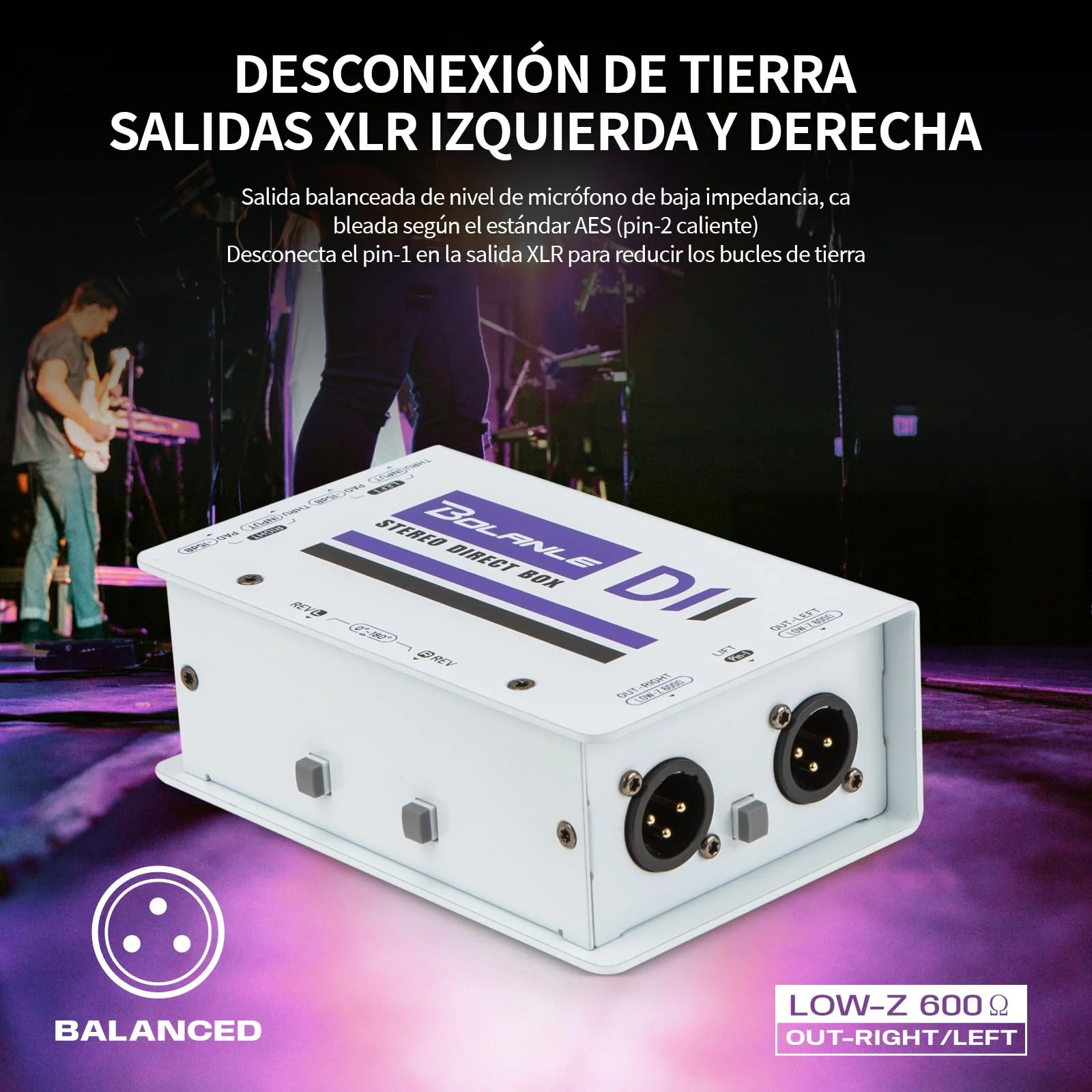 Bolanle Pro DI Passive Direct Box - 2 Channel Instrument Premium Direct Box to Balanced & Unbalanced XLR,Impedance Transformer Connector for Impedance Conversion and Isolation (D2) D2 - Image 5