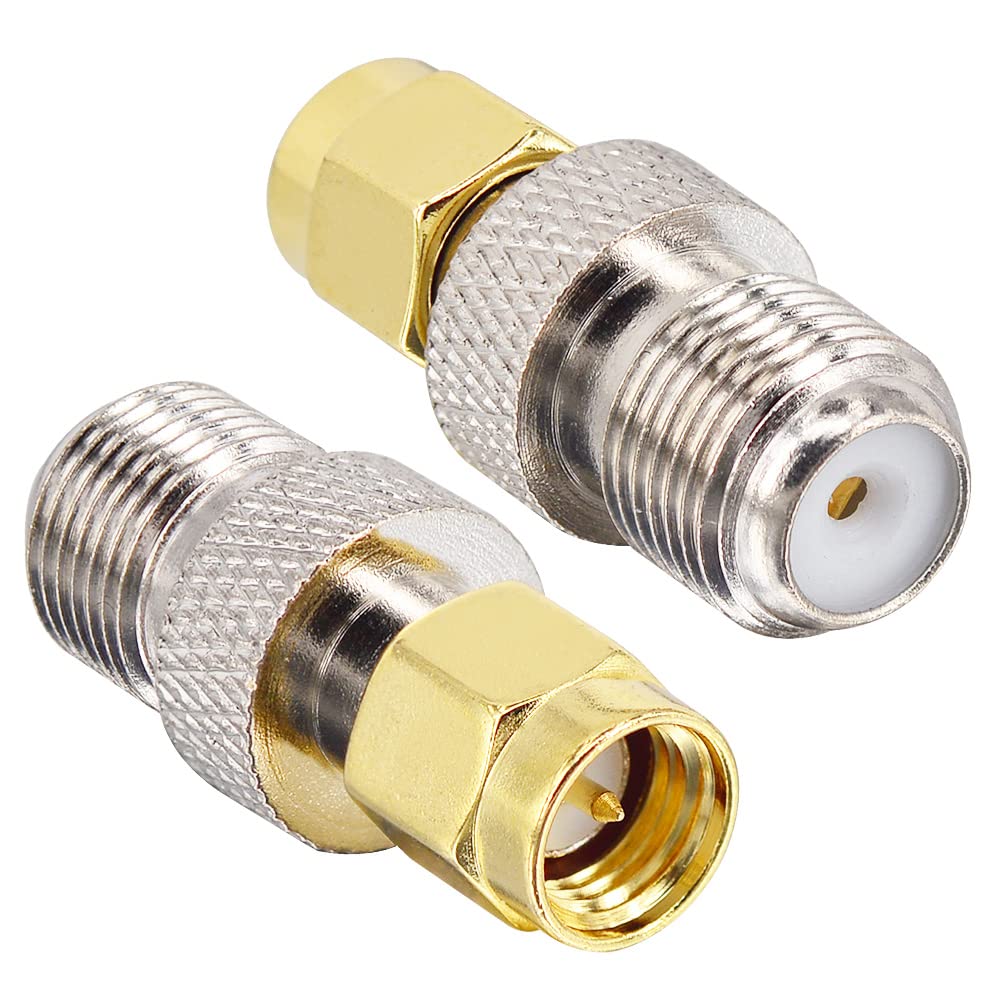 Boobrie SMA to F Coaxial Adapter SMA Male to F Female Coaxial Cable Plug Adapter for LAN/LMR Radio Antenna Devices/RF Coaxial Cable/WiFi Radios External Antenna Pack of 2