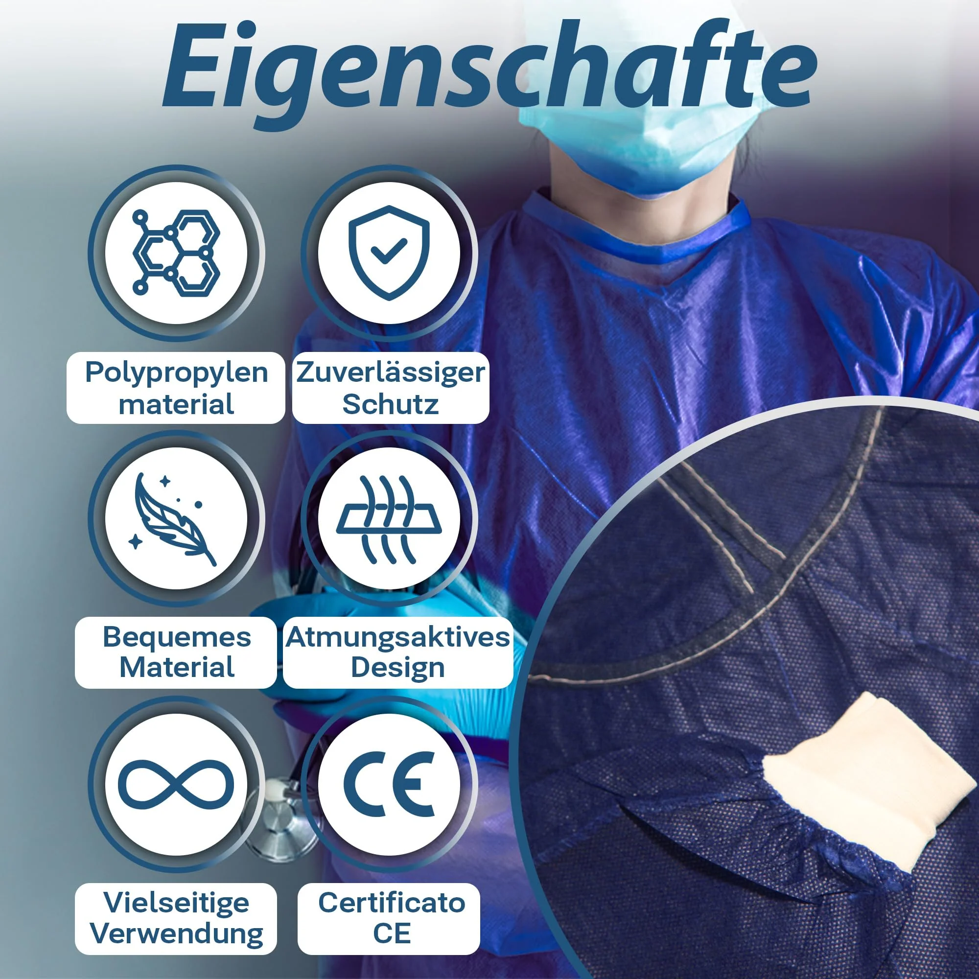 BORNOVA - Protective gown, work coat, disposable apron, fleece, sterile (25 GSM, 10) 25 GSM - Image 3