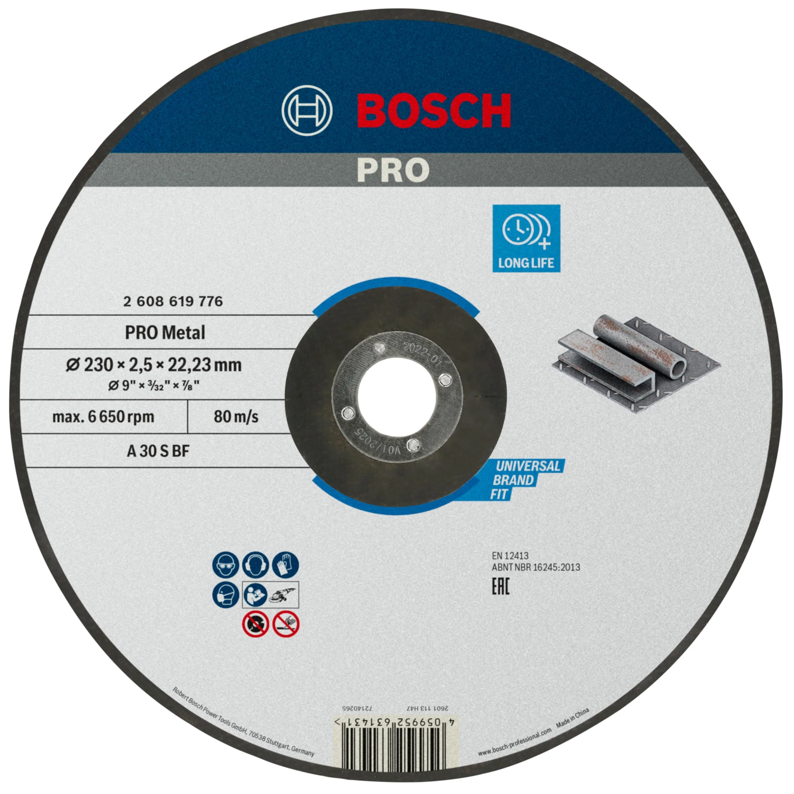Bosch Professional 1x Standard for Metal Trennscheibe (für Metall, Ø 230 x 2,5 x 22,23 mm, Gekröpft, Zubehör Winkelschleifer) Diameter 230 x 2.5 x 22.23 mm