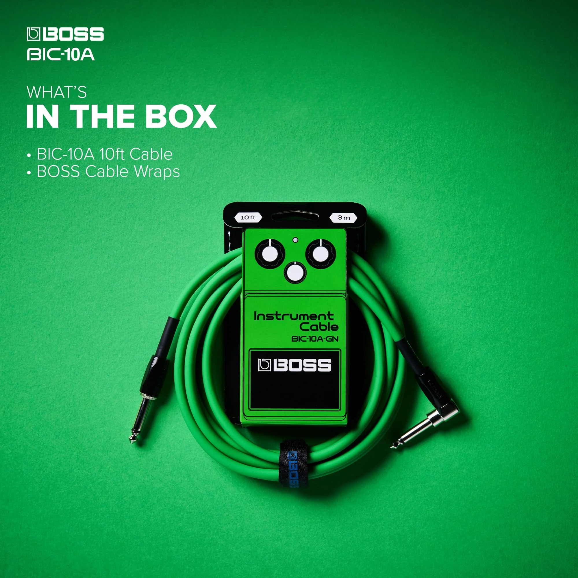BOSS Colorful Quality Lightweight Instrument Cable (BIC-10A-GN) GREEN - Image 6