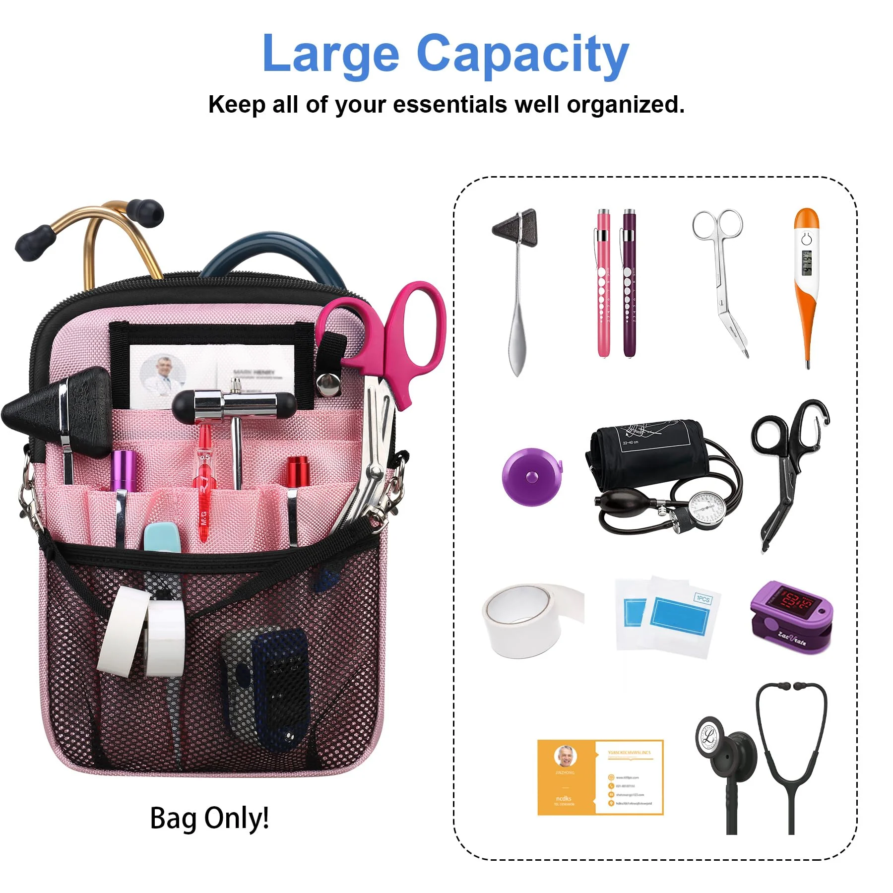 BOVKE Nurse Fanny Pack with Medical Gear Pockets, Tape Holder, Medical Bag Nurse Waist Pouch Organizer with Utility Storage for Stethoscopes, Bandage Scissors and Other Emergency Supplies, Pink - Image 2