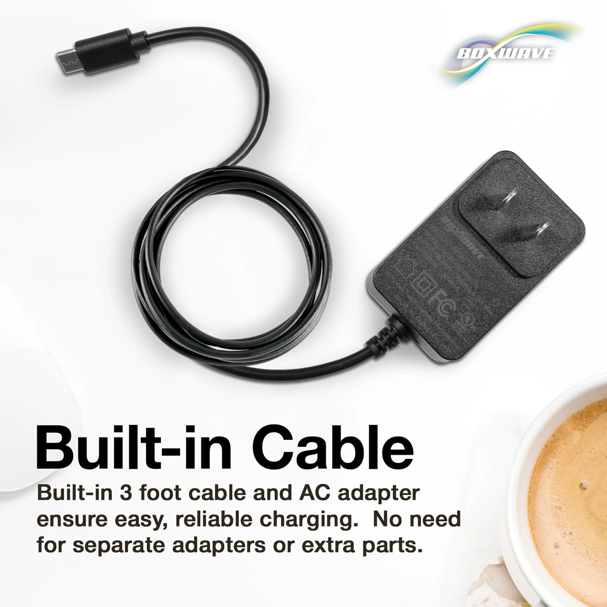 BoxWave Charger Compatible with TOMLOV DM4W Microscope - Wall Charger Direct (15W), Rapid Charge Your Device with Built-in 3ft Cable - Image 4