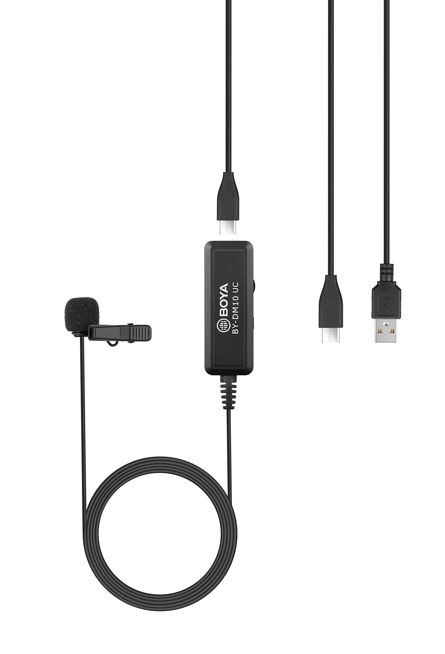 BOYA BY-DM10UC Digital Omnidirectional Lavalier Microphone with USB-C & USB Output Cables for Android Smartphones, Tablets & MAC/PC Computers