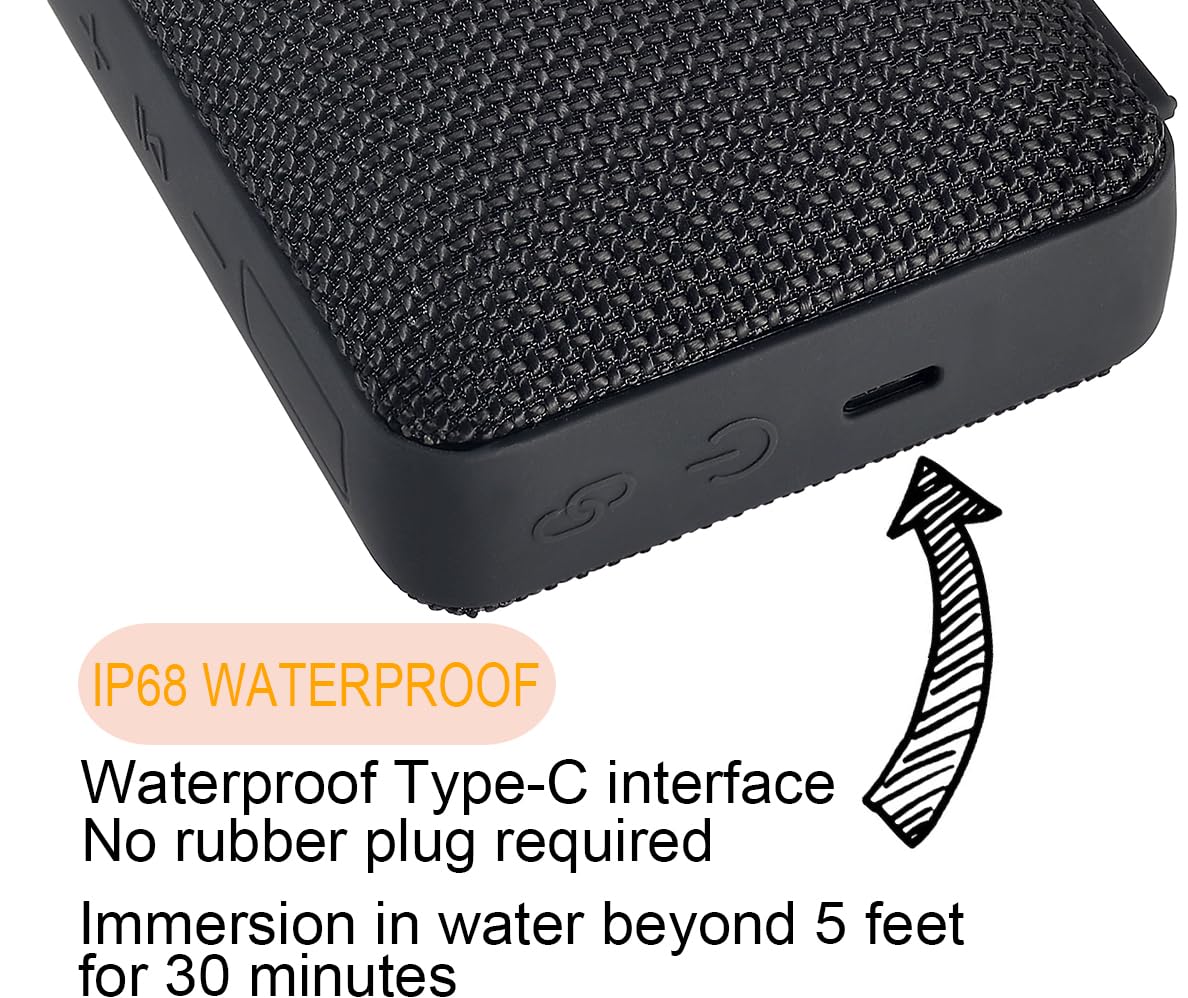 BP26 Portable Mini Bluetooth Speaker with FM Radio, IP68 waterproof and dustproof, 5 hours of playtime, TWS Pairing, Bluetooth 5.3, Ultra-Portable speaker for home, outdoor and travel (Black) - Image 2