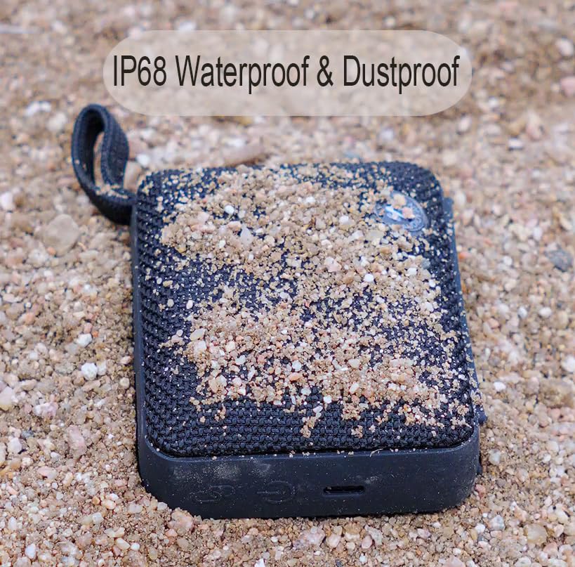 BP26 Portable Mini Bluetooth Speaker with FM Radio, IP68 waterproof and dustproof, 5 hours of playtime, TWS Pairing, Bluetooth 5.3, Ultra-Portable speaker for home, outdoor and travel (Black) - Image 3
