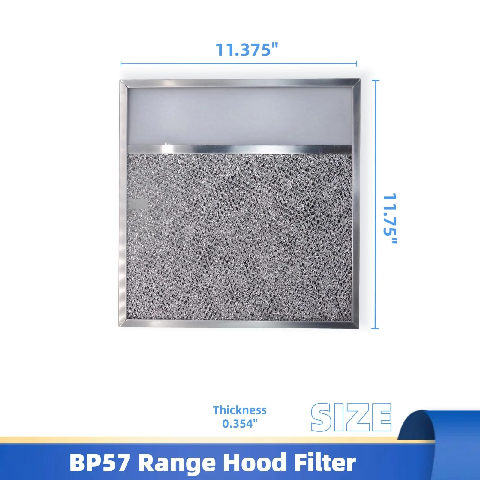 BP57 Range Hood Filter with Light Lens 11-3/8 x 11-3/4 In 1-Pack Stove Hood Vent Aluminum Grease Air Filter for Broan-NuTone 43000 Series Kitchen Exhaust Range Hood - Image 3