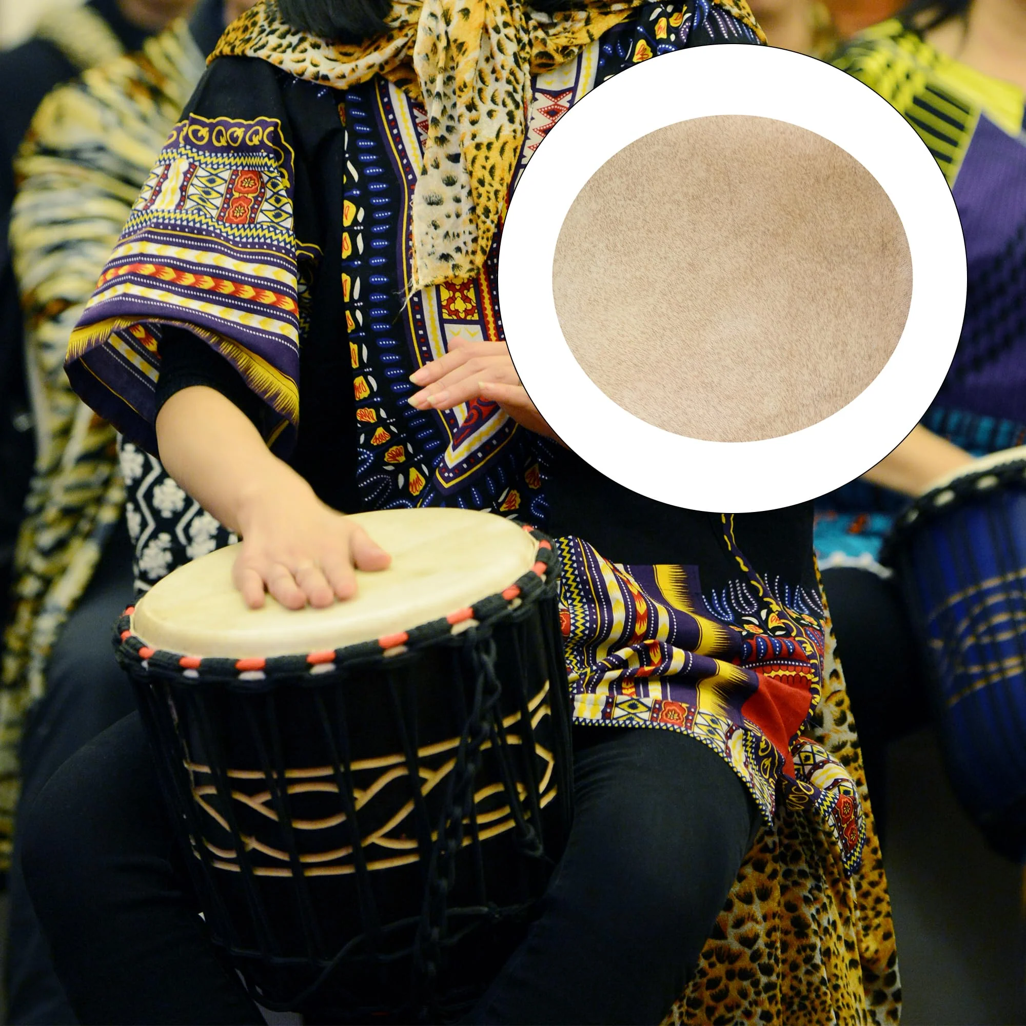 BQLZR 350mm Diameter x 1mm Thickness Yellow Goat Skin Drums Head for 10 Inch African Tambourine Pack of 2 - Image 3
