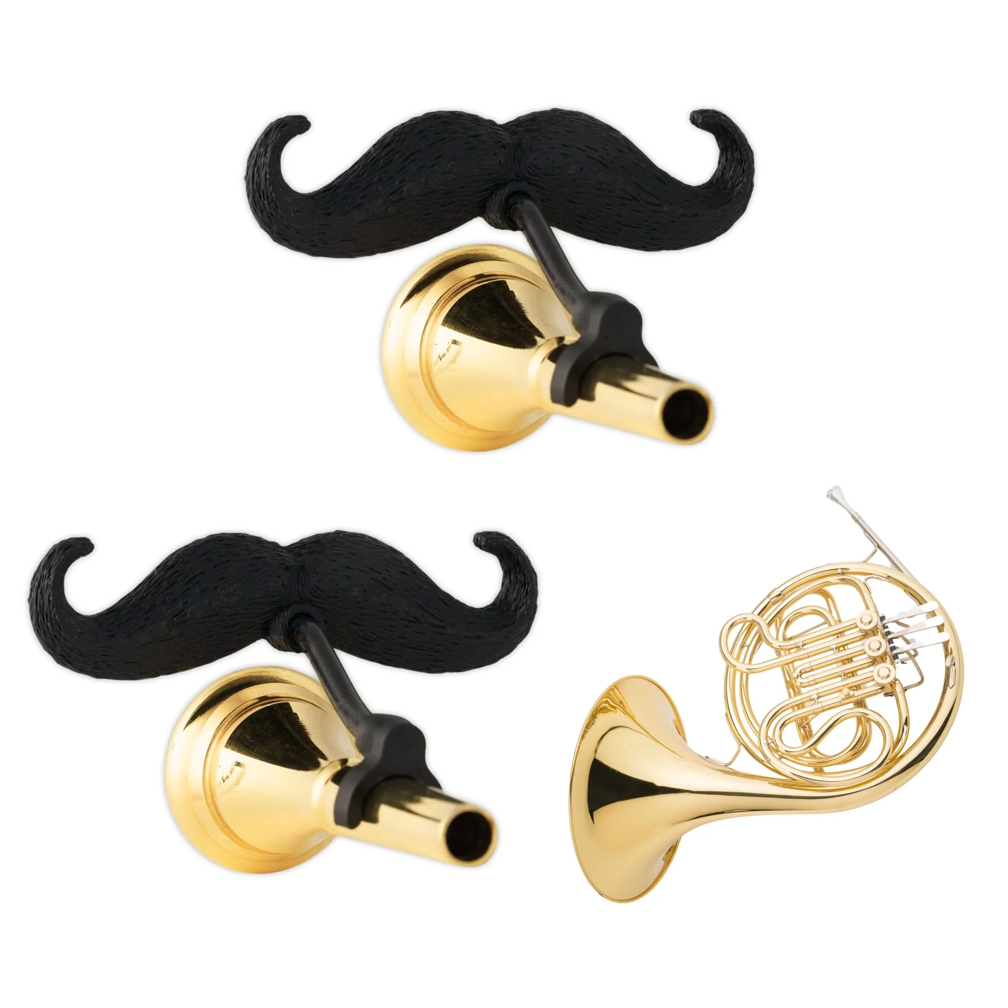 Brasstache 2.0 for Kids - (2-pack) Clip-on Mustache for Brass Players, Original Mustache Size (French Horn) French Horn