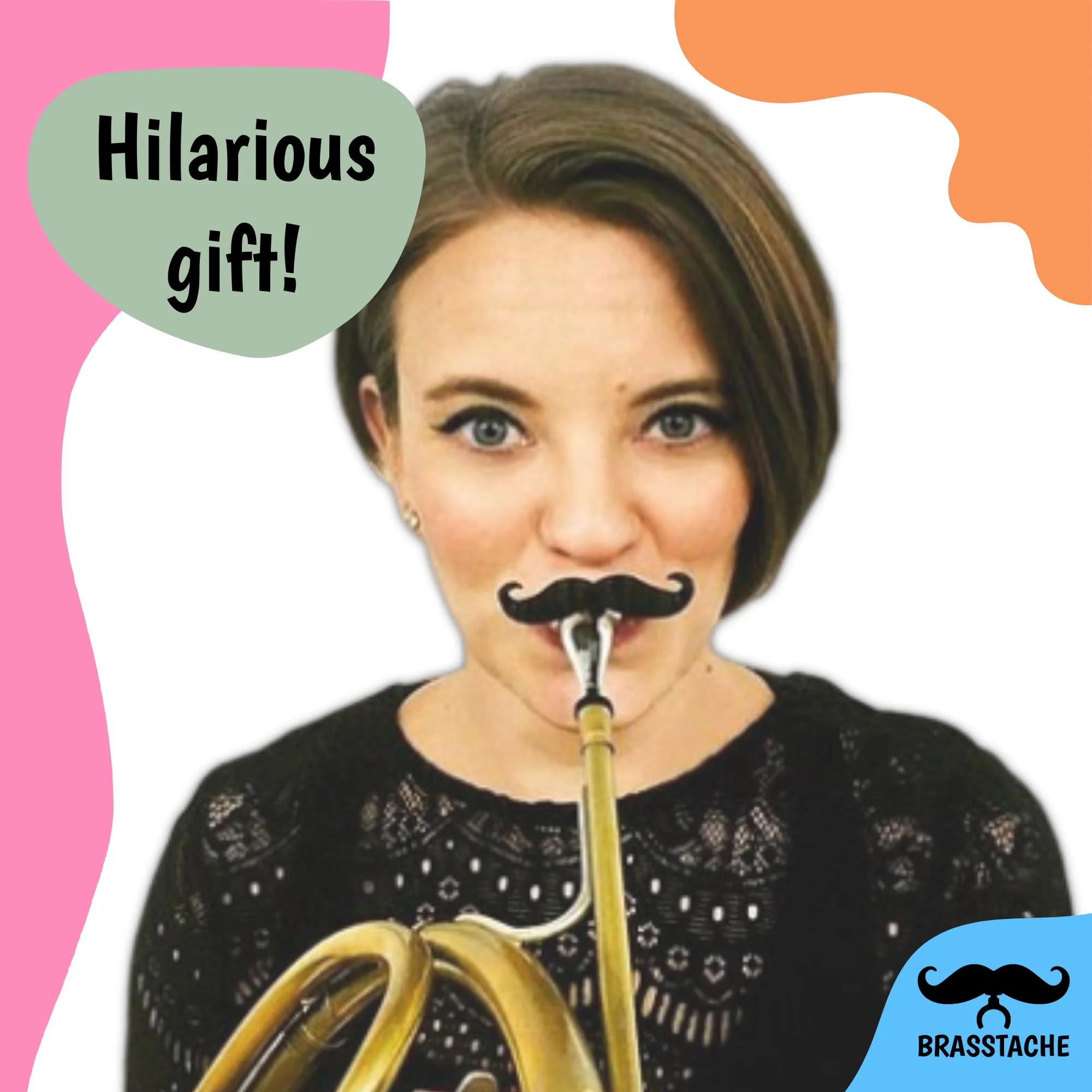 Brasstache 2.0 for Kids - (2-pack) Clip-on Mustache for Brass Players, Original Mustache Size (French Horn) French Horn - Image 2