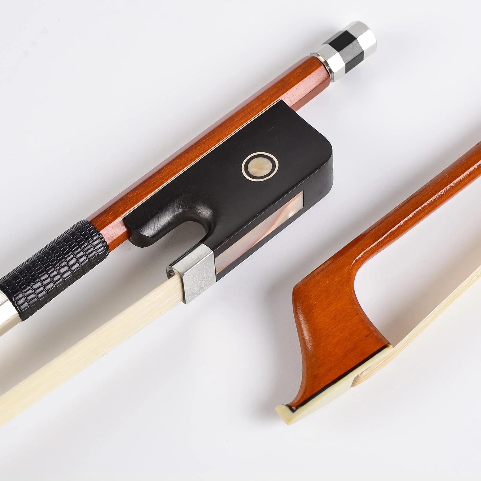 Brazilwood Ebony Violin Viola Cello Bow Full Size Ebony Frog with Natural Horsehair (Cello bow 4/4) Cello bow 4/4 - Image 5