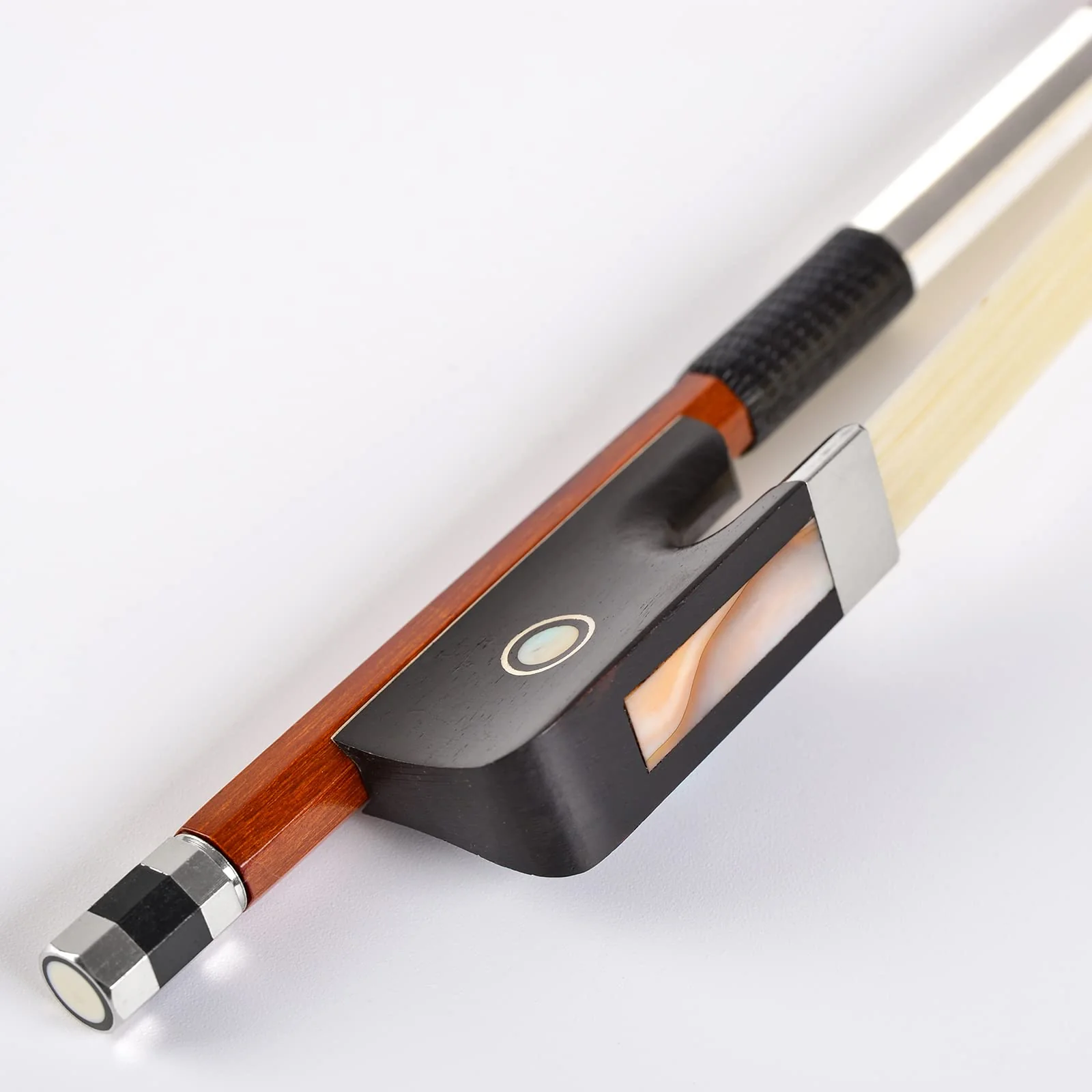 Brazilwood Ebony Violin Viola Cello Bow Full Size Ebony Frog with Natural Horsehair (Cello bow 4/4) Cello bow 4/4 - Image 9