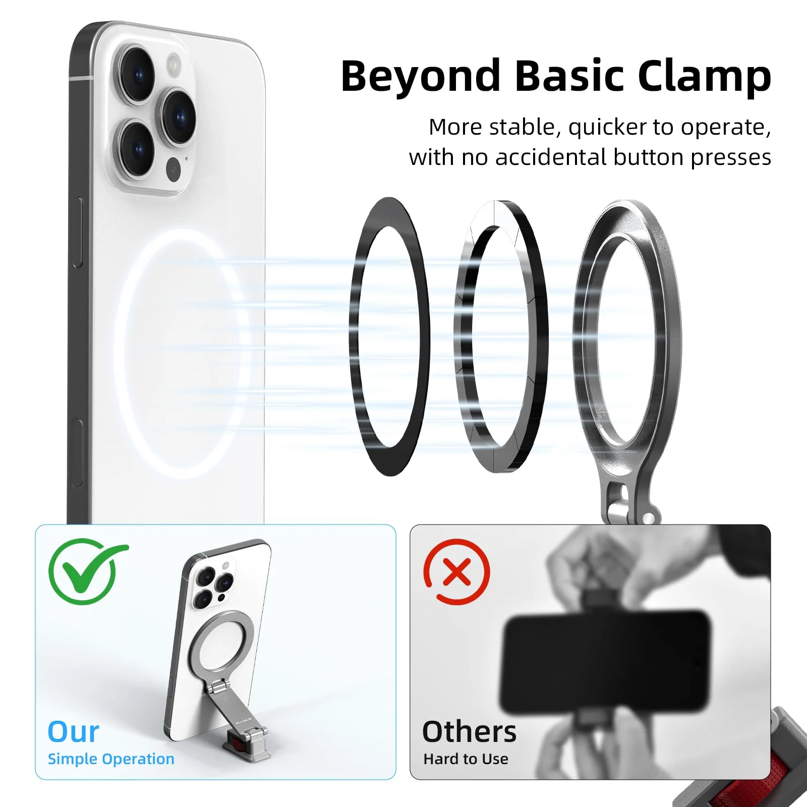 BRDRC Cold Shoe Phone Mount with Arca Port, Tripod Mount for MagSafe Magnetic Hot Shoe Adapter with 1/4" Screw Hole for DJI Ronin Samsung Canon Nikon DSLR Photography Accessories - Image 2