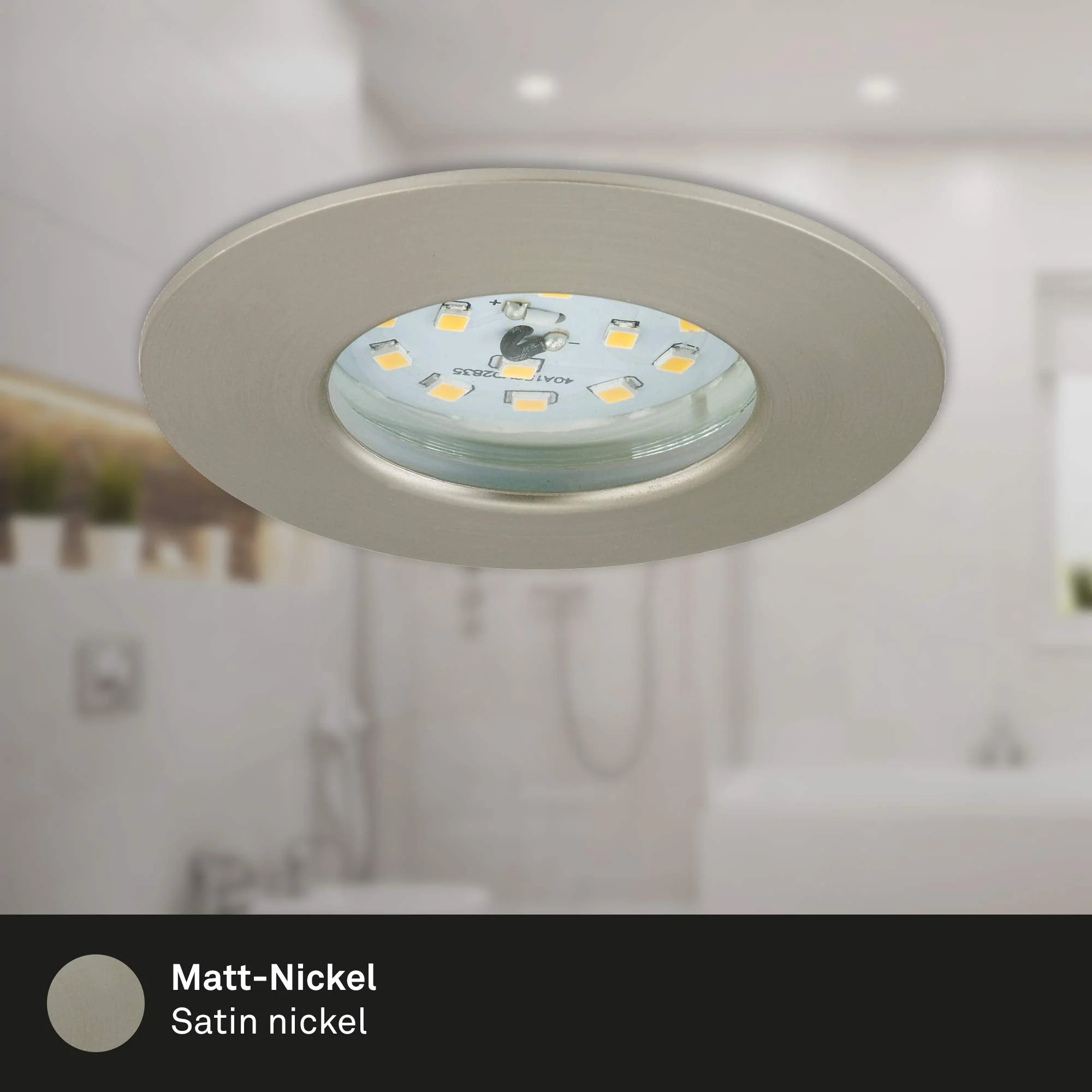 Briloner LED, Small mounting Depth, 230V, Set of 3, Ceiling Light, Downlight, Bathroom recessed lamp, Integrated, 5 W, Satin Nickel Matt-nickel - Image 5
