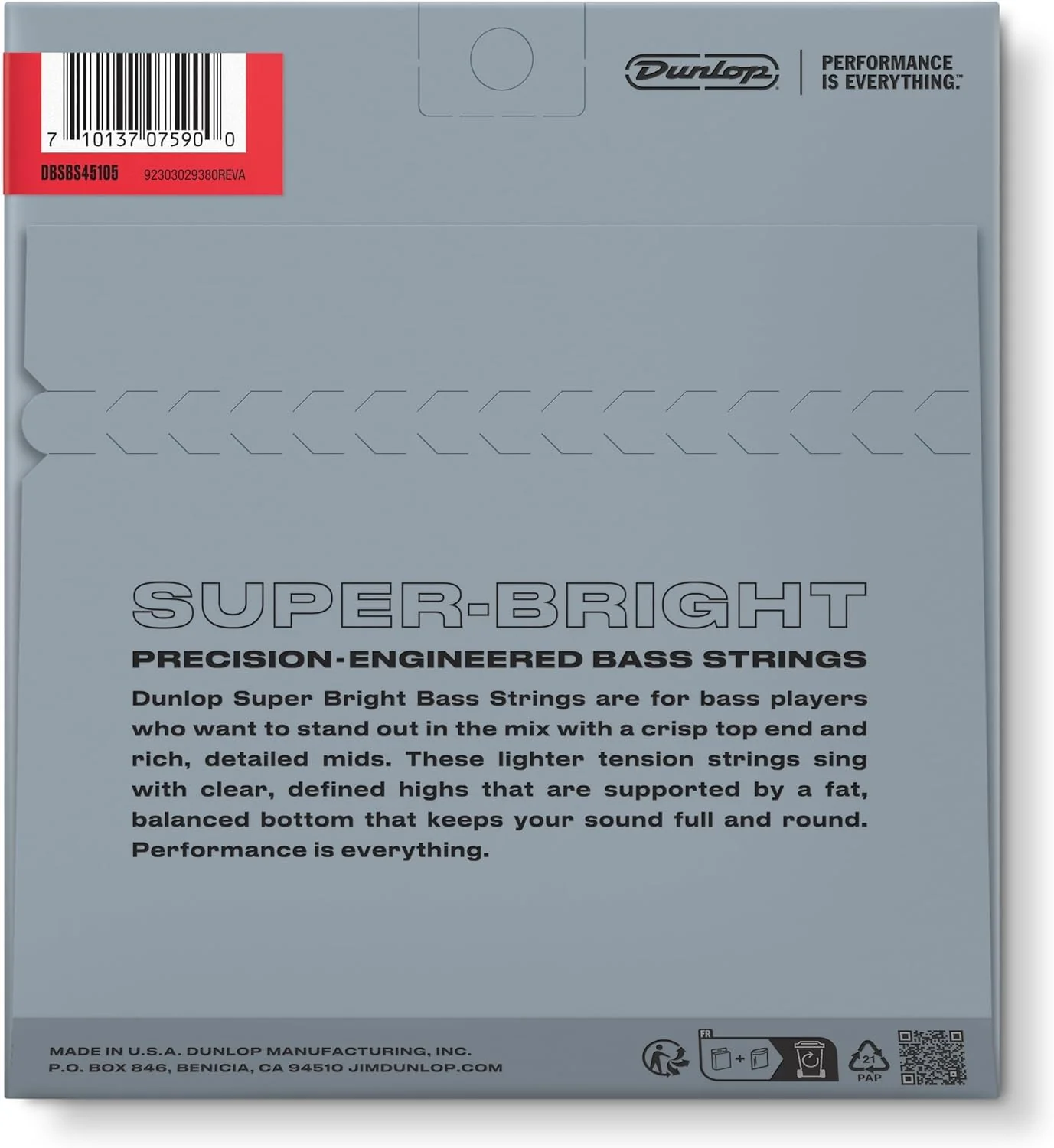 Briskdrop Dunlop DBSBS45105 Super Bright Bass Strings, Stainless Steel, Medium, 045-.105, 4 Strings/Set (2 Pack) - Image 3