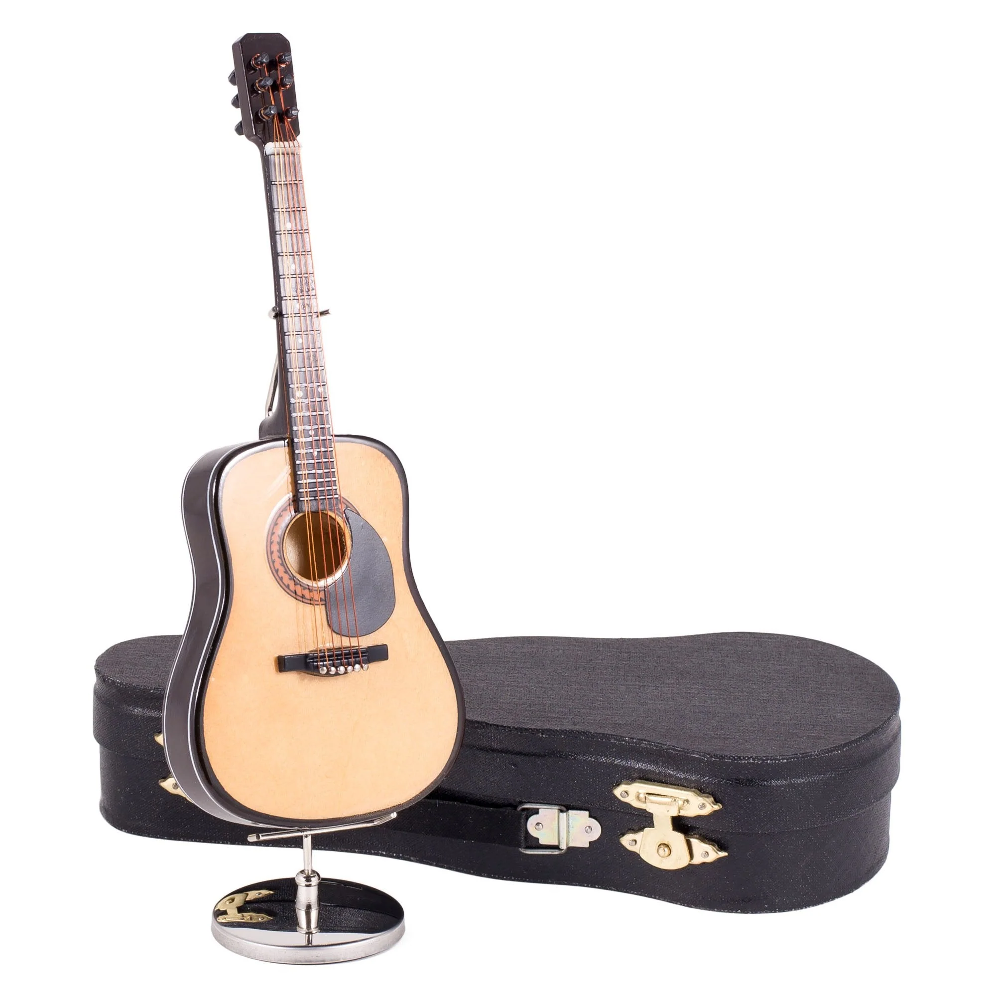 Broadway Gifts Co. Classic Steel String Guitar with Pick Guard Case and Stand Figurine 7 Inch New