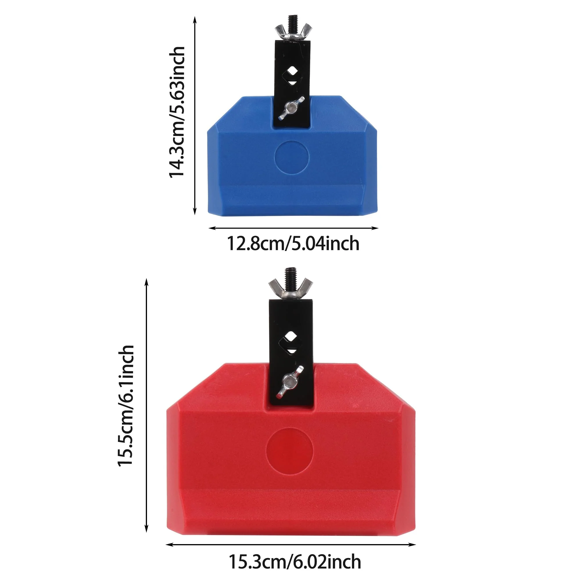 Bstinay 2PCS Plastic Musical Percussion Block 170×150×50MM Jam Block 150×120×40MM Red & Blue - Image 6