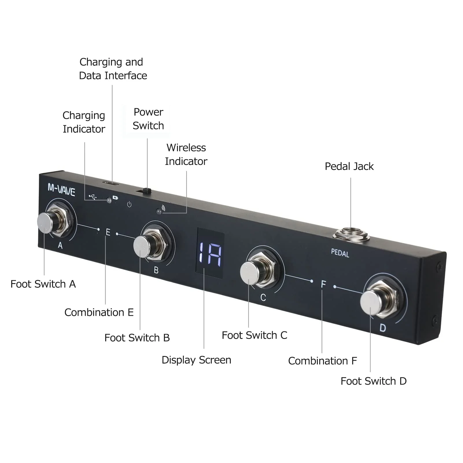 BT MIDI Foot Controller Wireless MIDI Controller Rechargeable 4 Buttons Pedal APP Control Chocolate Rechargeable Midi Controller - Image 6