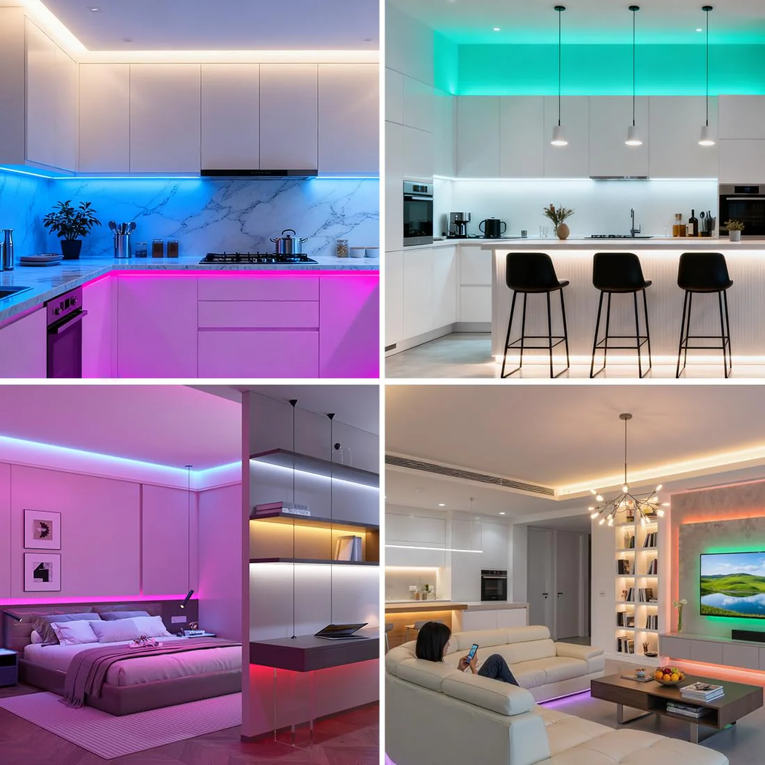 BTF-LIGHTING Double Row 270Leds/M RGBCCT LED Strip Light - 5050RGB+2835,Brighter Tunable White 2700K-6500K & RGB, 24VDC 16.4Ft, for Kitchen, Living Room,15mm Width,IP30, RA>90 (No Adapter/Controller) 270LEDs/m-IP30 White PCB-DC24V - Image 7