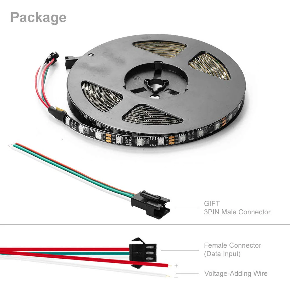 BTF-LIGHTING WS2811 Addressable LED Strip Ultra Bright 5050SMD RGB 60LED/m 20Pixels/m Multi-Colored Light Total 300LED 100Pixels 16.4FT DC12V IP65 Silicone Coating Waterproof(No Adapter or Controller) 60LEDs/m IP65 Silicone coating waterproof - Image 8