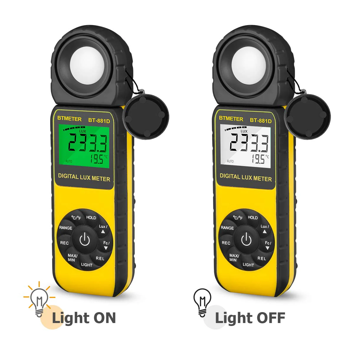 BTMETER BT-881D Digital Illuminance Light Meter, Measure Lights 0.01~400,000 Lux (0.01~40,000 FC) Foot Candles Luxmeter with 270ยบ Rotated Sensor for Plants LED Lights Indoor Outdoor Light Tester BT881D (0.01~400,000 Lux) - Image 3
