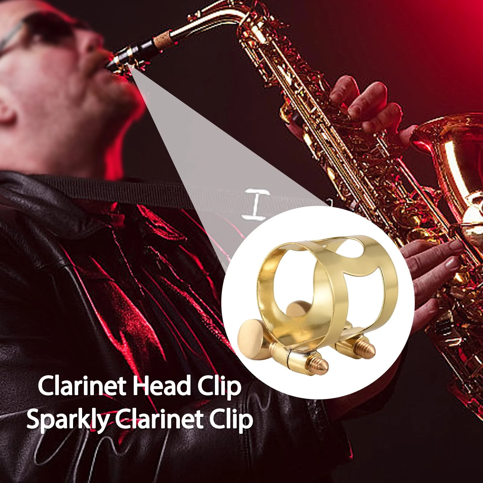 Btuty Tenor Saxophone Mouthpiece Tenor Saxophone Ligature Tenor Sax Mouthpiece Tenor Sax Ligature Brass Ligature Fastener Adjustable Double Screw Gold-Tenor - Image 2