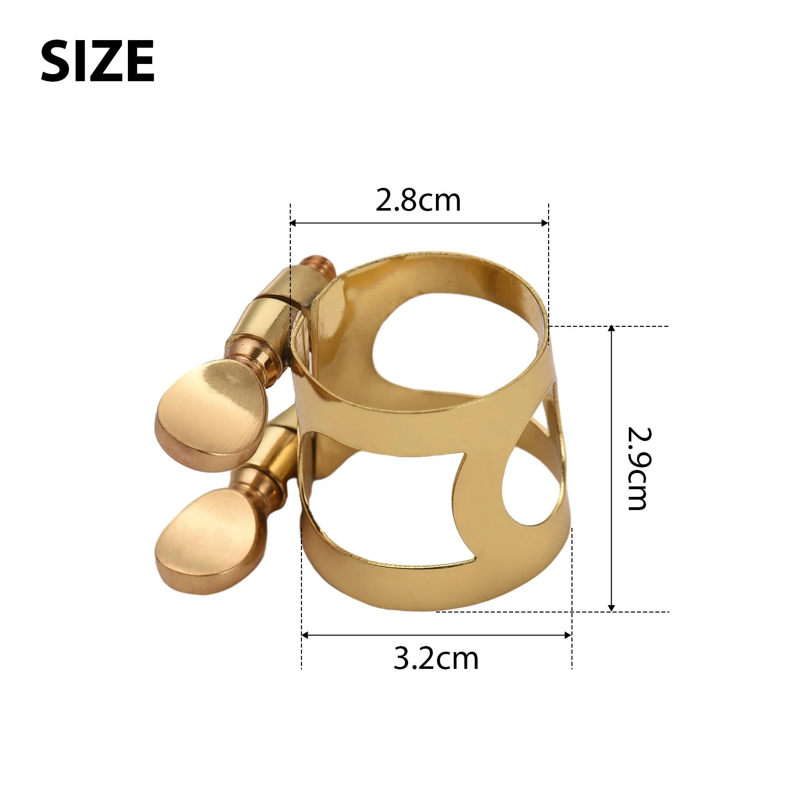 Btuty Tenor Saxophone Mouthpiece Tenor Saxophone Ligature Tenor Sax Mouthpiece Tenor Sax Ligature Brass Ligature Fastener Adjustable Double Screw Gold-Tenor - Image 3