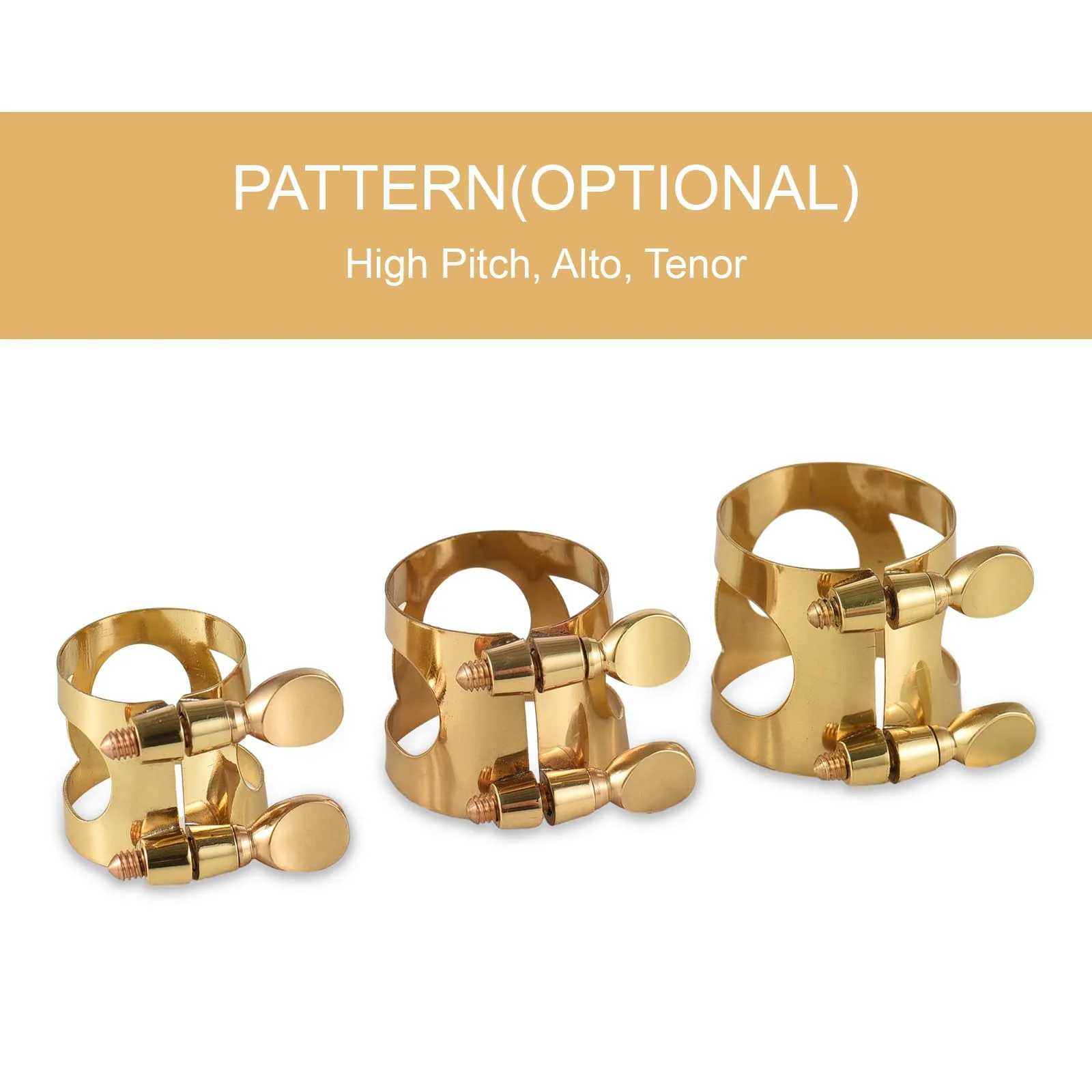 Btuty Tenor Saxophone Mouthpiece Tenor Saxophone Ligature Tenor Sax Mouthpiece Tenor Sax Ligature Brass Ligature Fastener Adjustable Double Screw Gold-Tenor - Image 4