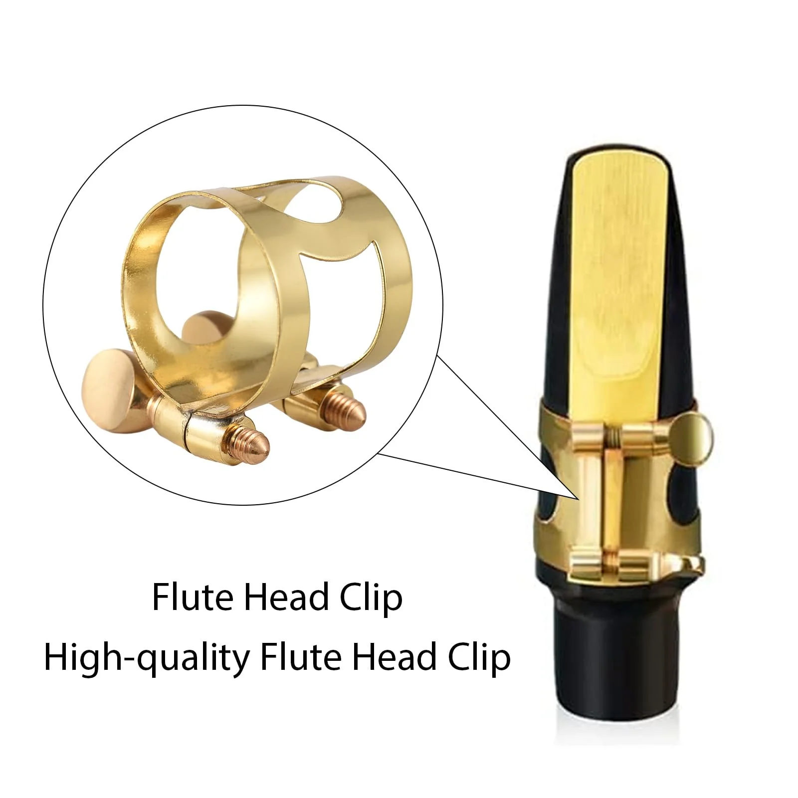 Btuty Tenor Saxophone Mouthpiece Tenor Saxophone Ligature Tenor Sax Mouthpiece Tenor Sax Ligature Brass Ligature Fastener Adjustable Double Screw Gold-Tenor - Image 6