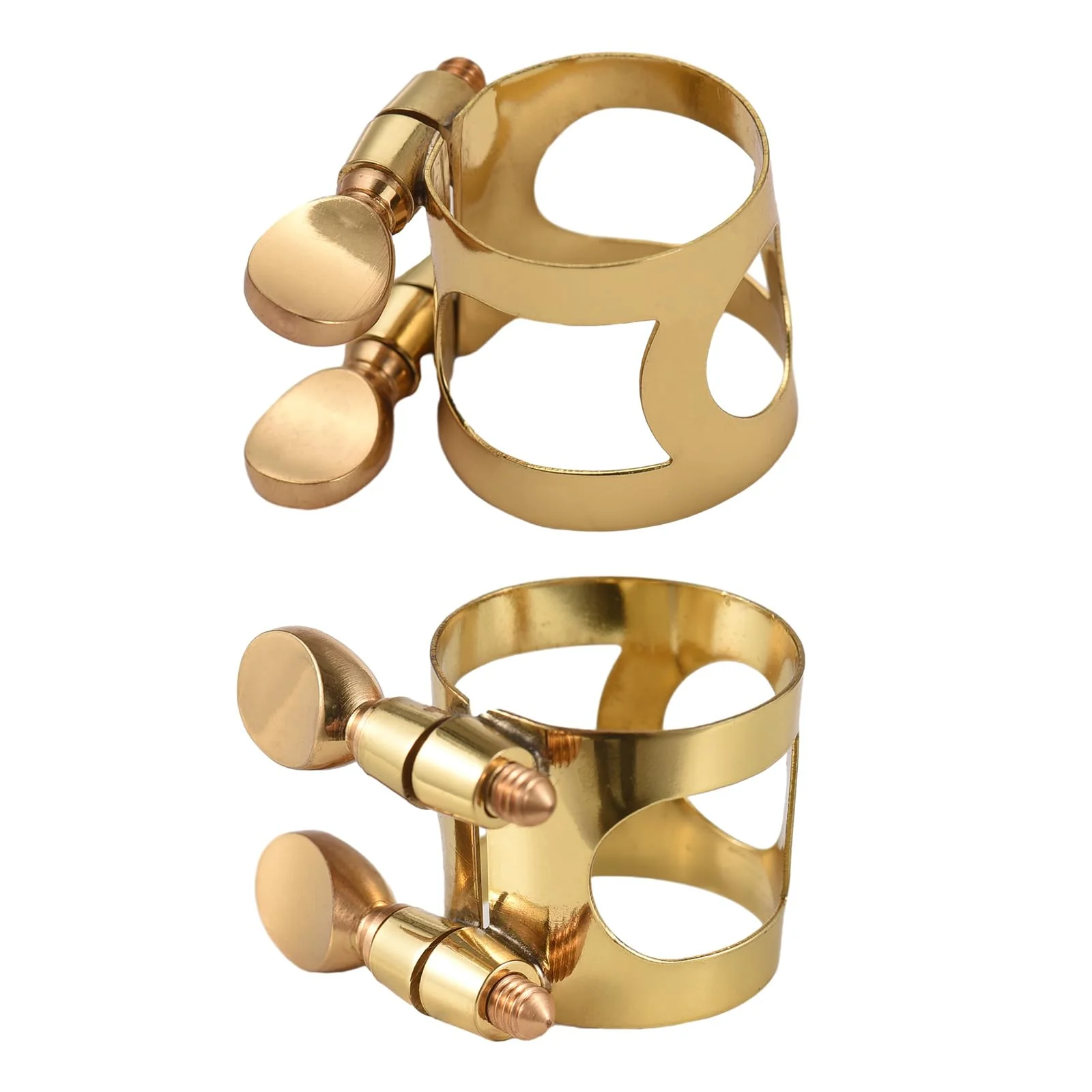 Btuty Tenor Saxophone Mouthpiece Tenor Saxophone Ligature Tenor Sax Mouthpiece Tenor Sax Ligature Brass Ligature Fastener Adjustable Double Screw Gold-Tenor - Image 7