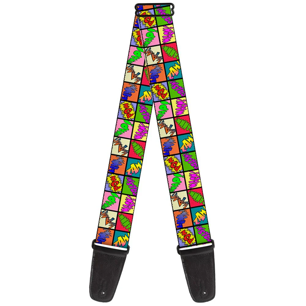 Buckle-Down Guitar Strap Sound Effect Checkers Multi Color 2 Inches Wide