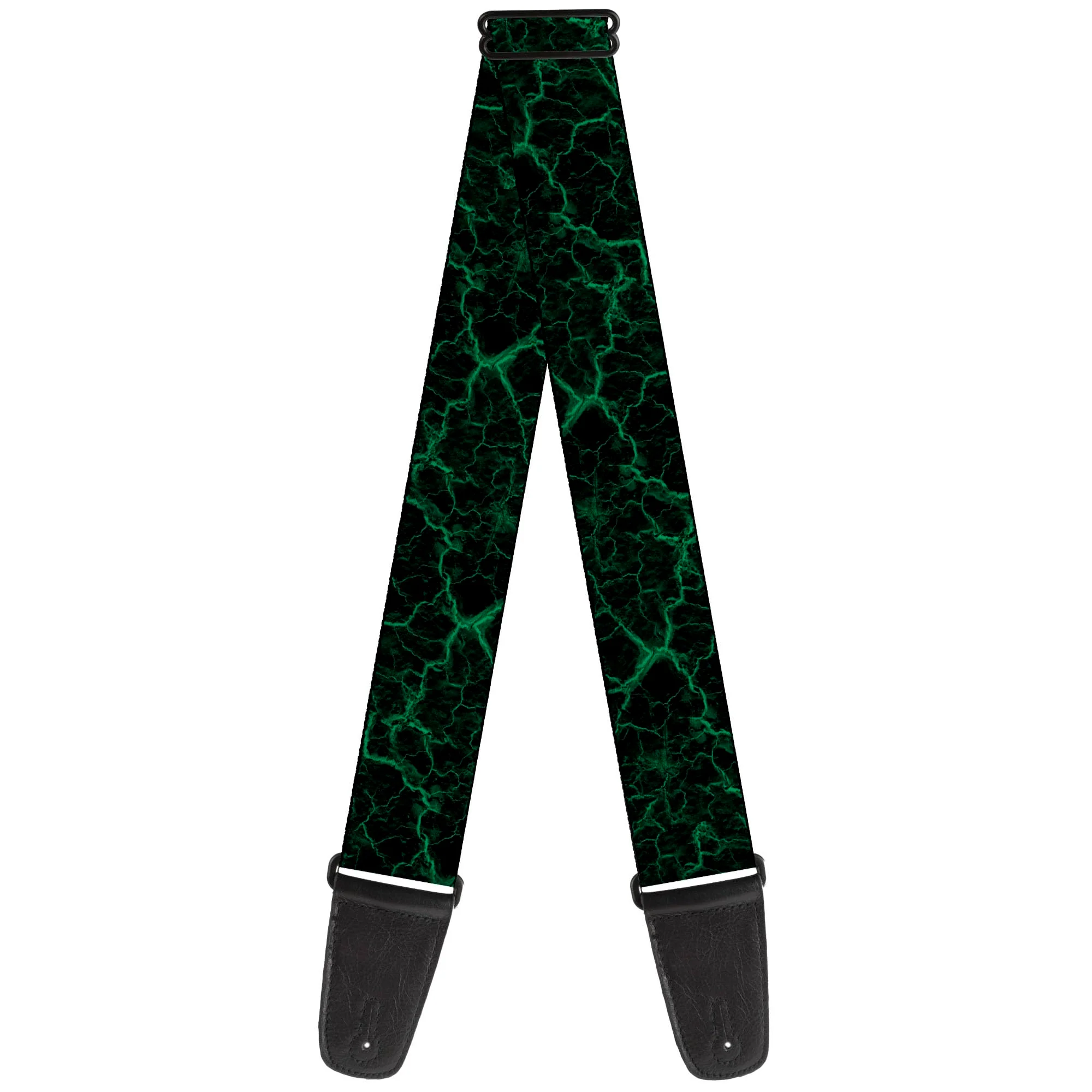 Buckle-Down Marble Black Baby Green, Acoustic, Bass, Electric Guitar Strap, 2 Inches Wide and Adjustable