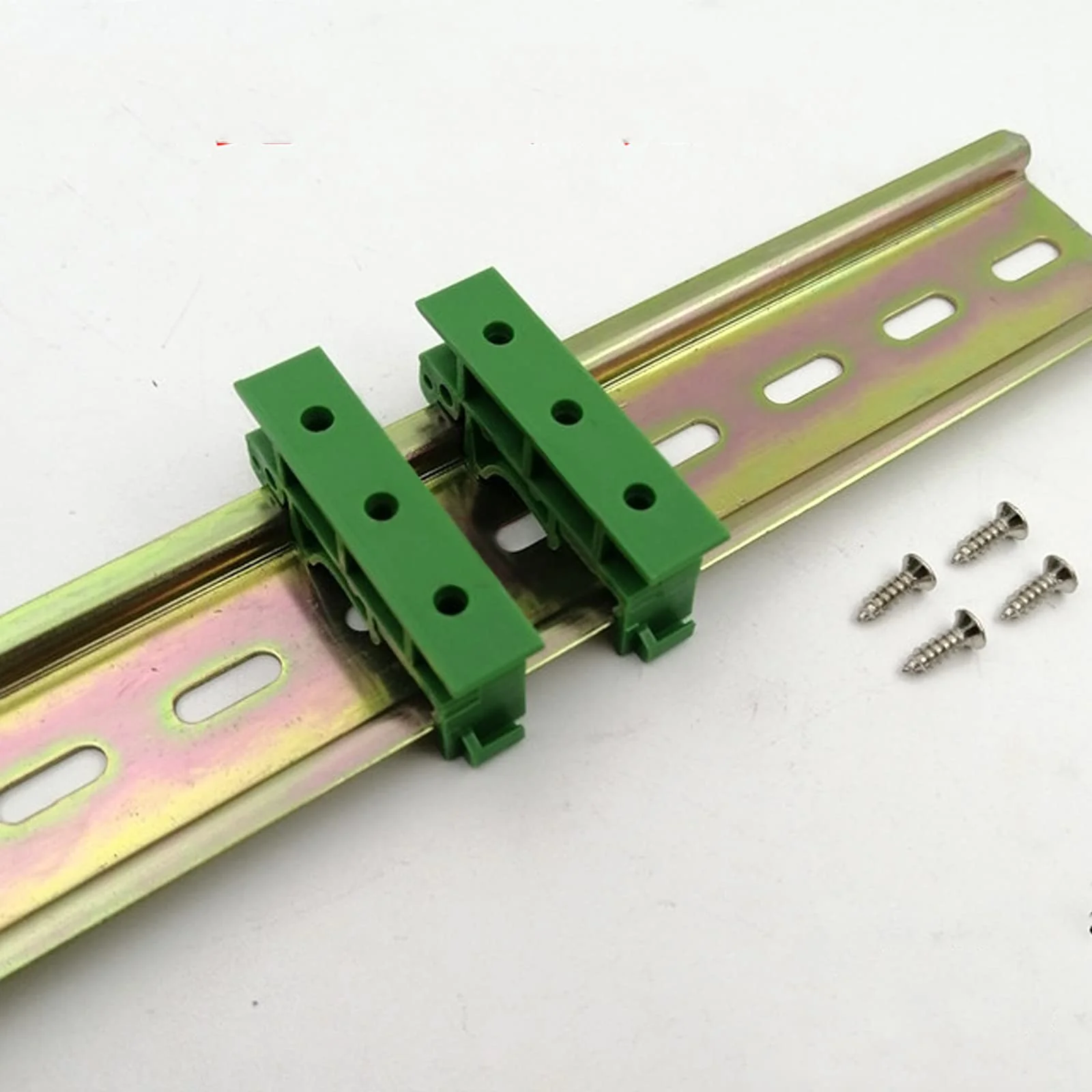 BuxiuGK 20 pieces (10 sets) PCB DIN C45 rail DIN rail adapter plastic with 40 screws for securing and holding circuit boards or electronic switching devices for 35 mm DIN rail - Image 3