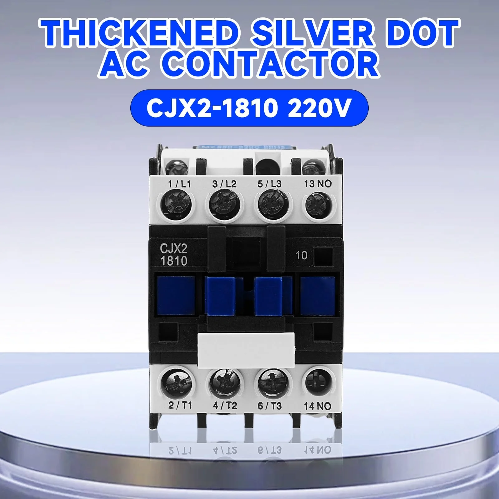 Buyweek AC Contactor 3P Motor Contactor CJX2-1810, AC Contactor 220 V, 50/60 Hz, Air Switch, Industrial Protection Against Leaks, Special Thickened Silver Point - Image 2