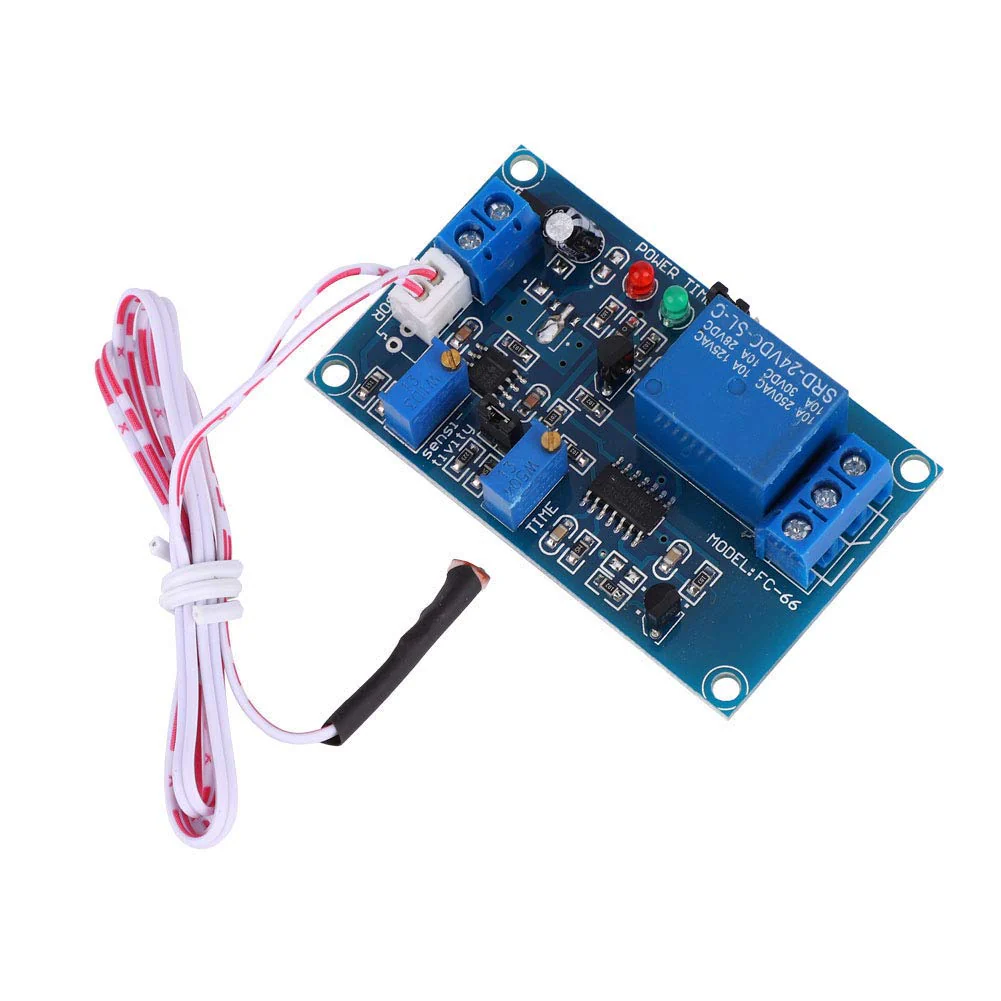 BuyWeek Photoresistor Relay Module, DC 24 V Light Sensor, Light Detection Switch, Adjustable Delay, Photoresistor Relay Module, Photosensitive Sensor (DC 24 V)