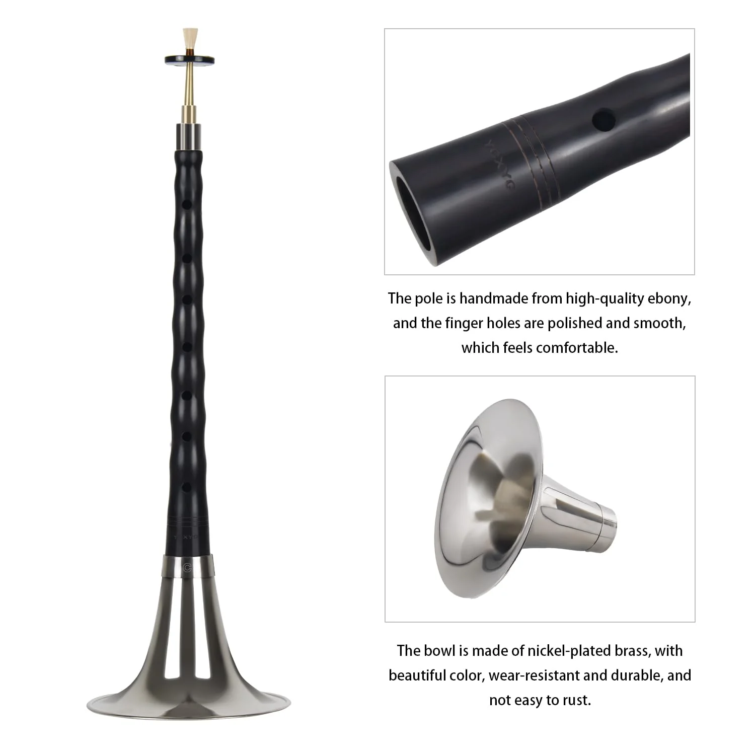 C key - Ebony Suona Professional Suona Chinese Traditional Musical Instrument Suitable for Beginners and Professional Performers with Full Set of Accessories C Key - Image 3