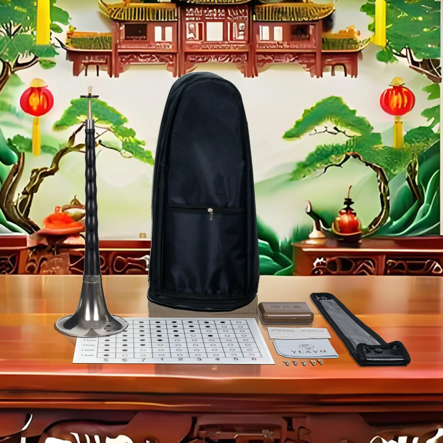 C key - Ebony Suona Professional Suona Chinese Traditional Musical Instrument Suitable for Beginners and Professional Performers with Full Set of Accessories C Key - Image 5