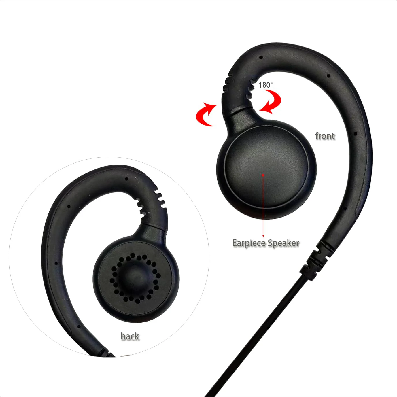 C Shape Wired Ear Hook Earphone Headset PTT Mic for Motorola EVX-S24 Yaese VX-6R FT-270R Standard Horizon HX320 HX210 HX40 HX890 - Image 3