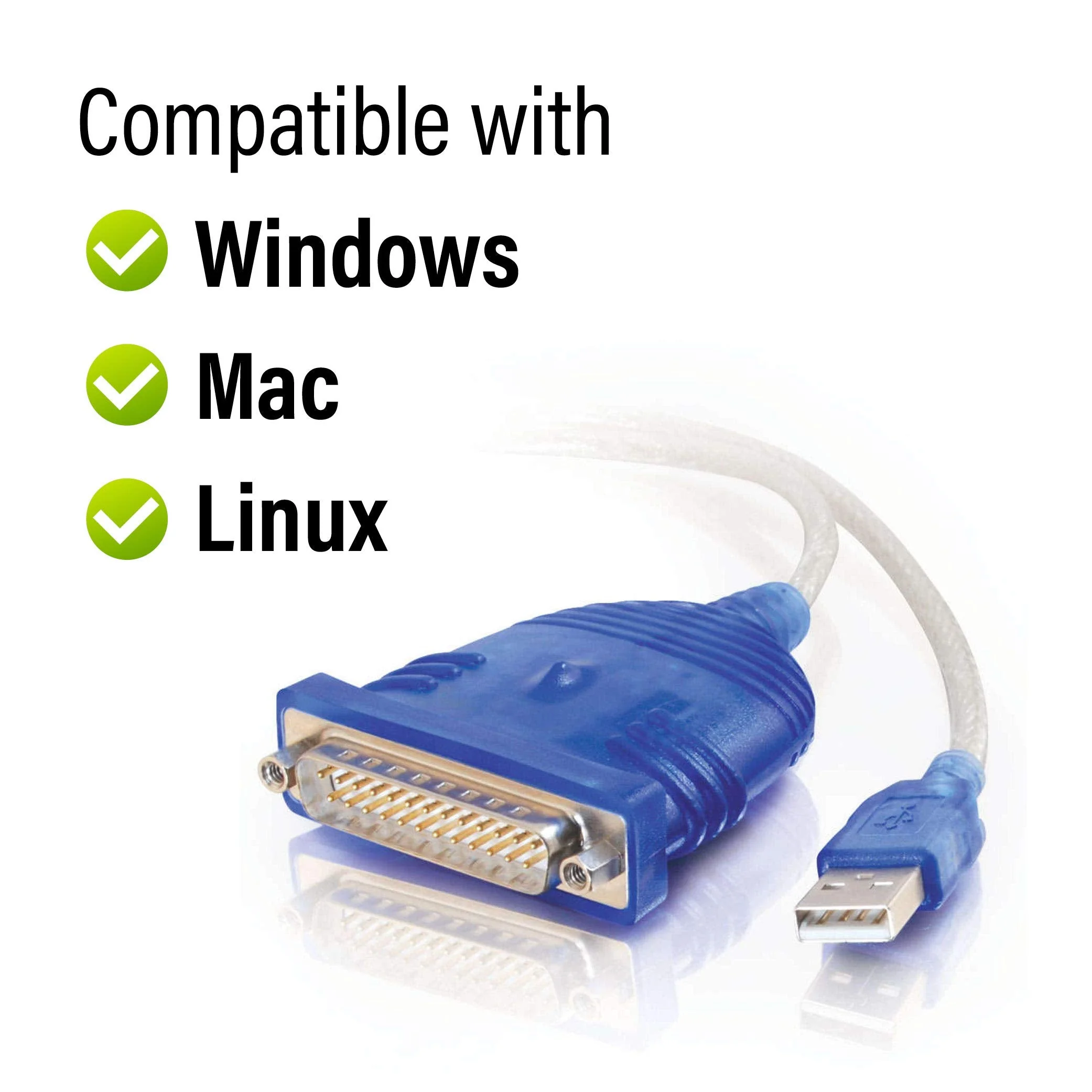 C2G USB Adapter USB to DB25 Adapter Grey 6 Feet (1.82 Meters) Cables to Go 22429,Gray USB to DB25 Male Adapter - Image 3