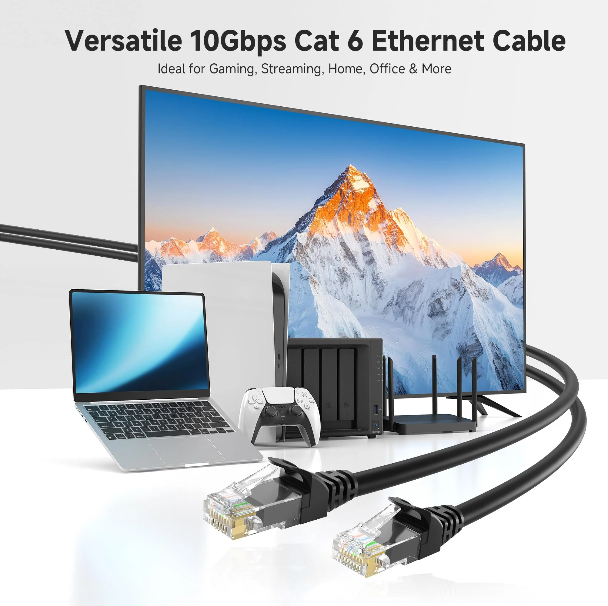 Cable Matters 10Gbps Snagless Short Cat 6 Ethernet Cable 7 ft (Cat 6 Cable, Cat6 Cable, Internet Cable, Network Cable) in Black - Image 2