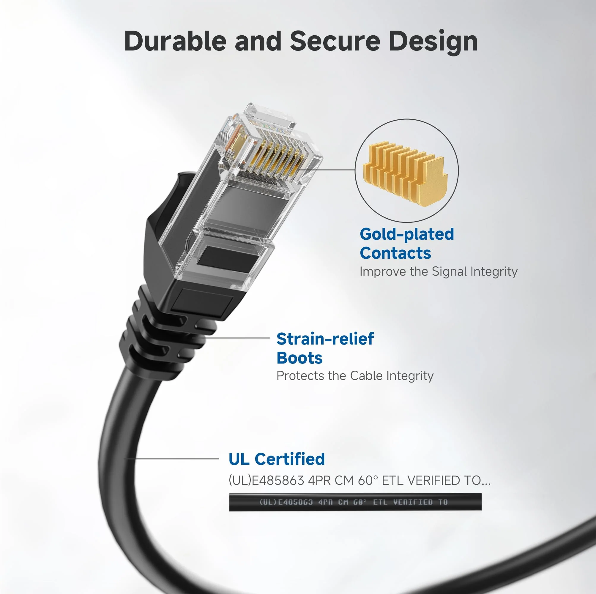 Cable Matters 10Gbps Snagless Short Cat 6 Ethernet Cable 7 ft (Cat 6 Cable, Cat6 Cable, Internet Cable, Network Cable) in Black - Image 4