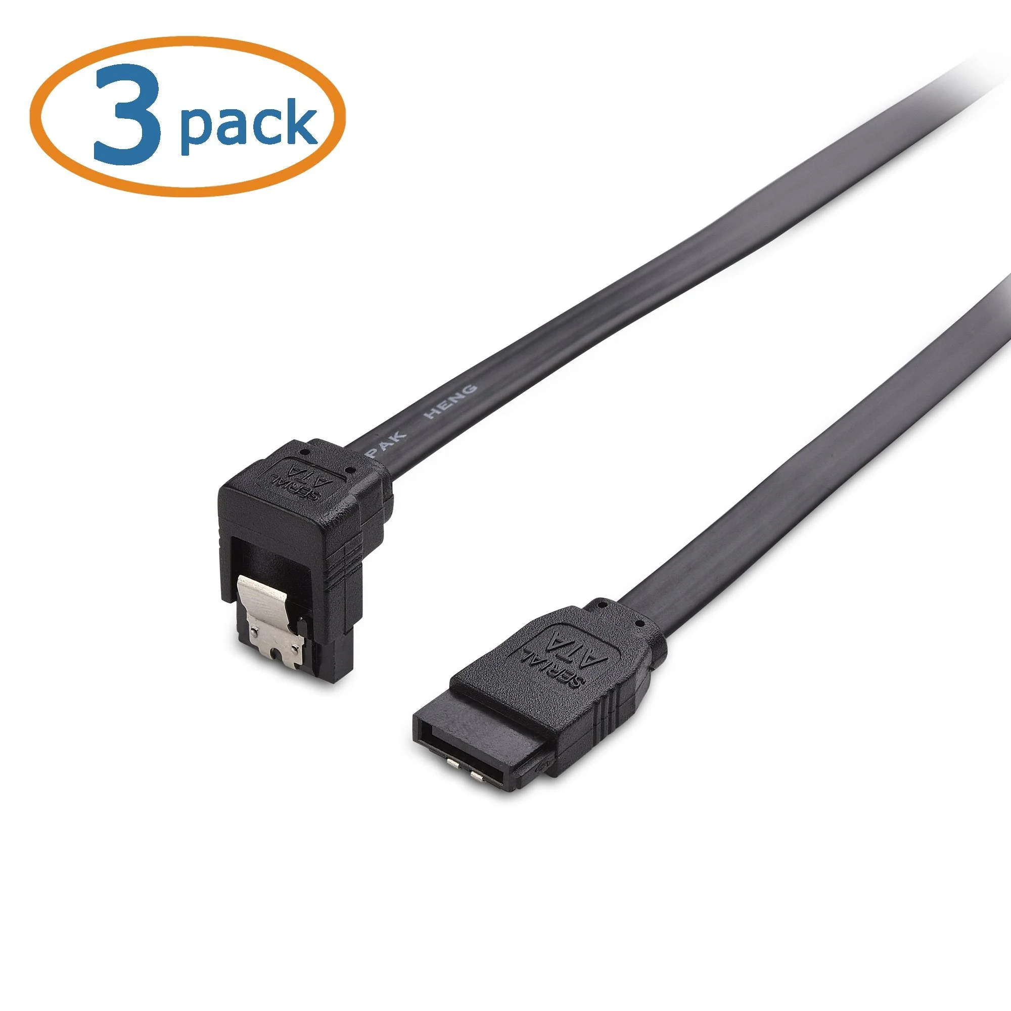 Cable Matters 3-Pack 90 Degree Right Angle SATA Cable 24 Inches (6.0 Gbps SATA III Cable, SATA Cable for SSD, SATA SSD Cable, SATA 3 Cables) Black - Image 2