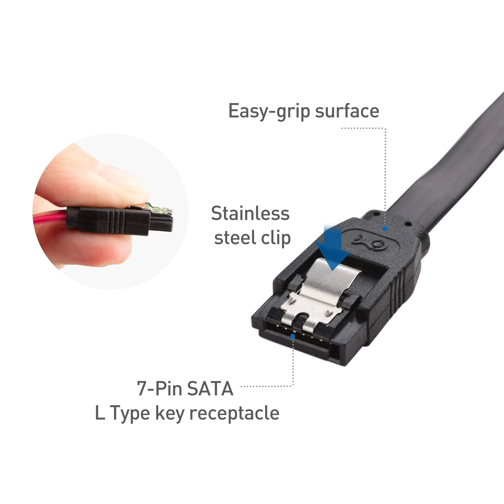 Cable Matters 3-Pack 90 Degree Right Angle SATA III 6.0 Gbps SATA Cable (SATA 3 Cable) Black - 18 Inches - Image 4