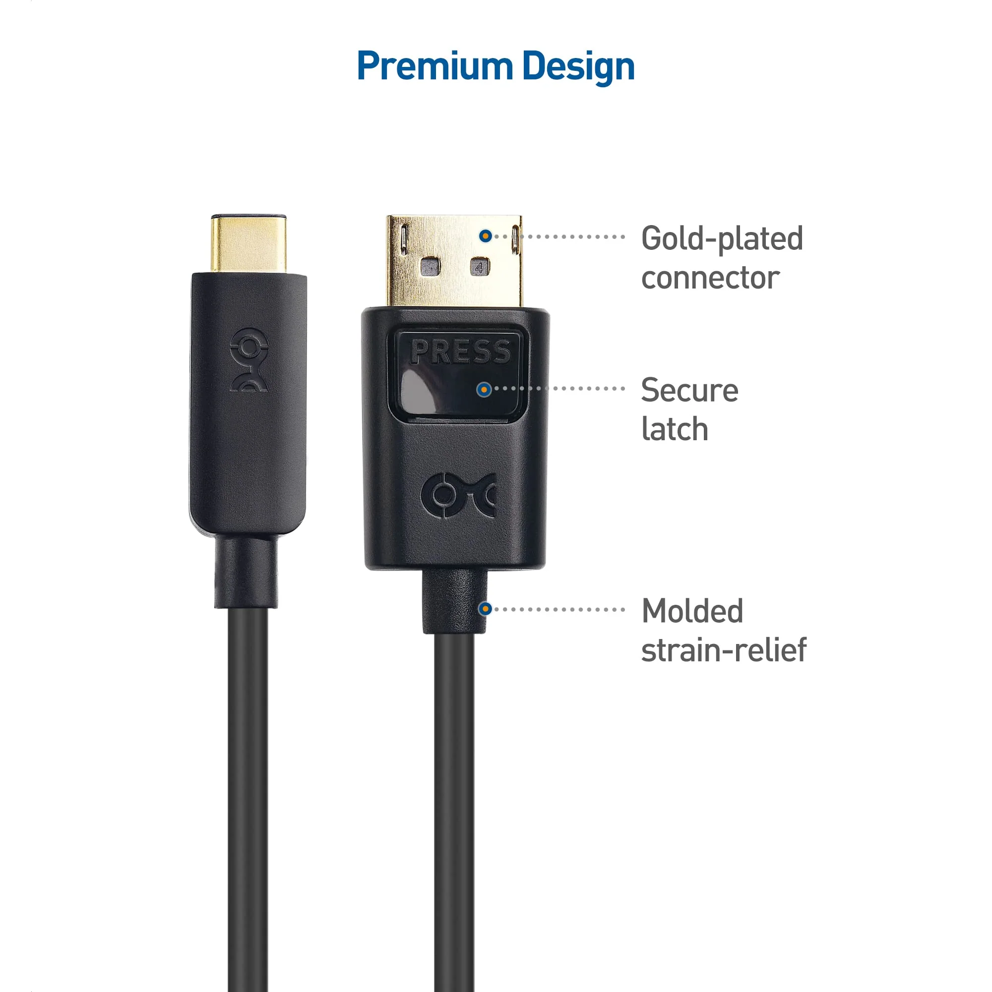 Cable Matters 32.4Gbps Bidirectional USB C to DisplayPort 1.4 Cable 6 ft Support 8K 60Hz/4K 240Hz (Thunderbolt 4 to DisplayPort, DisplayPort to USB C Cable) Black - Works with iPhone 15 MacBook XPS - Image 7